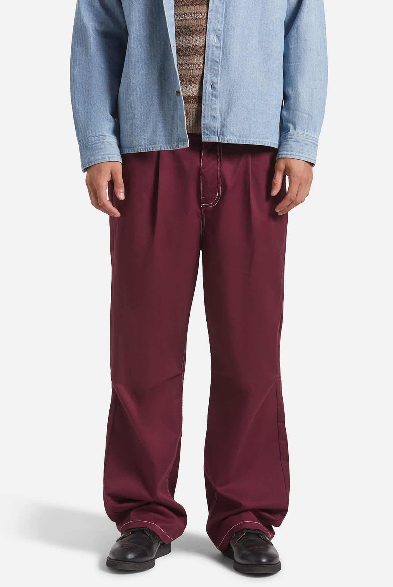 Men's Union Baggy Pant in the color Port - Men's Front View