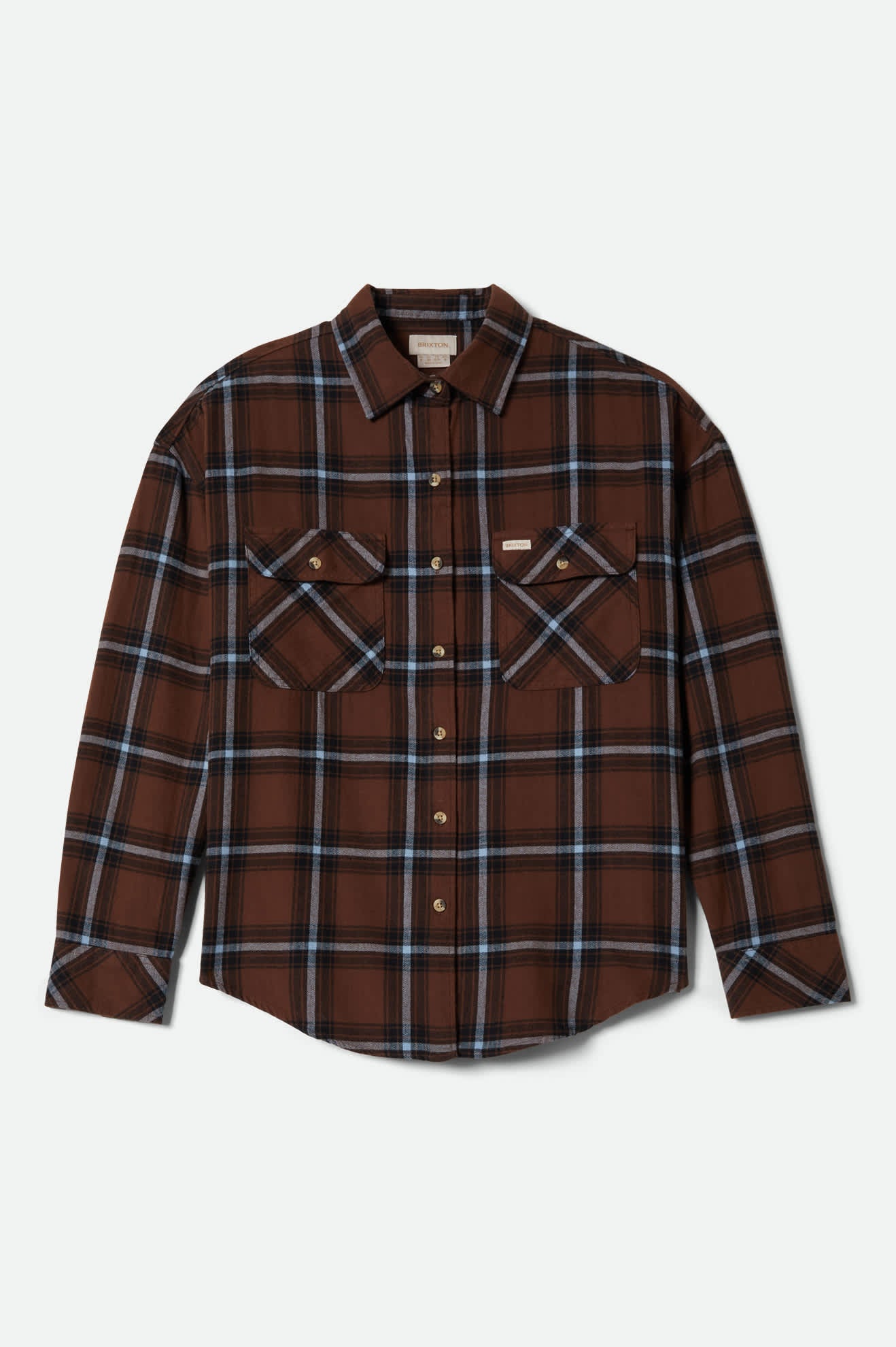 Women's Bowery Vintage Overshirt in the color Pinecone Brown/Black/Borrowed Blue - Front Product View