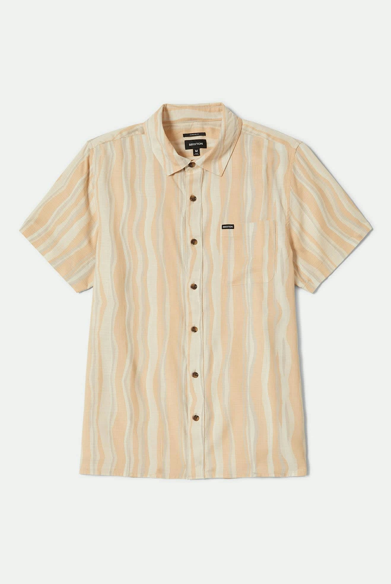 Men's CRU Slub Relaxed S/S Shirt in the color Hazelnut/Painterly Stripe - Front Product View