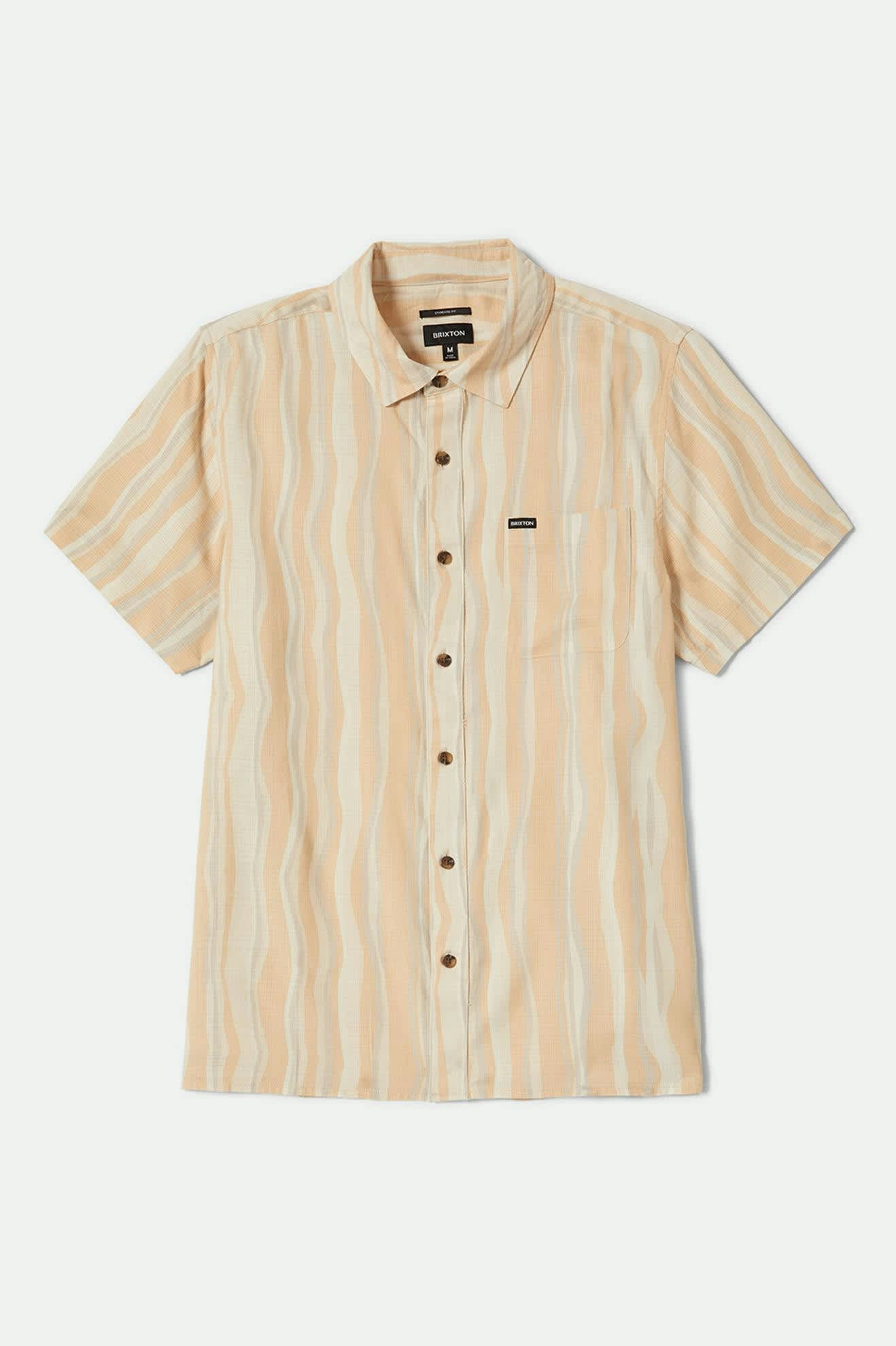 Men's CRU Slub Relaxed S/S Shirt in the color Hazelnut/Painterly Stripe - Front Product View