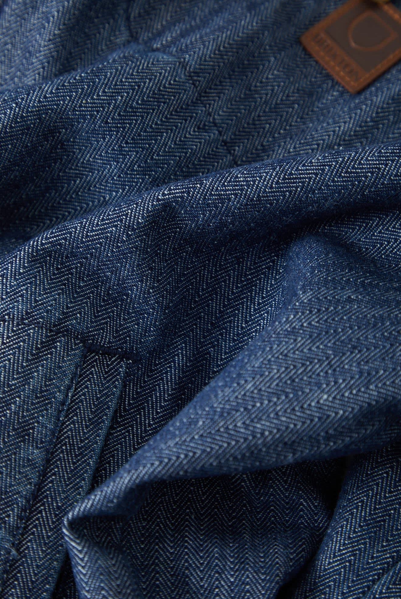 Men's Mechanic Garage Zip Jacket in the color Indigo Herringbone - Additional Laydown image