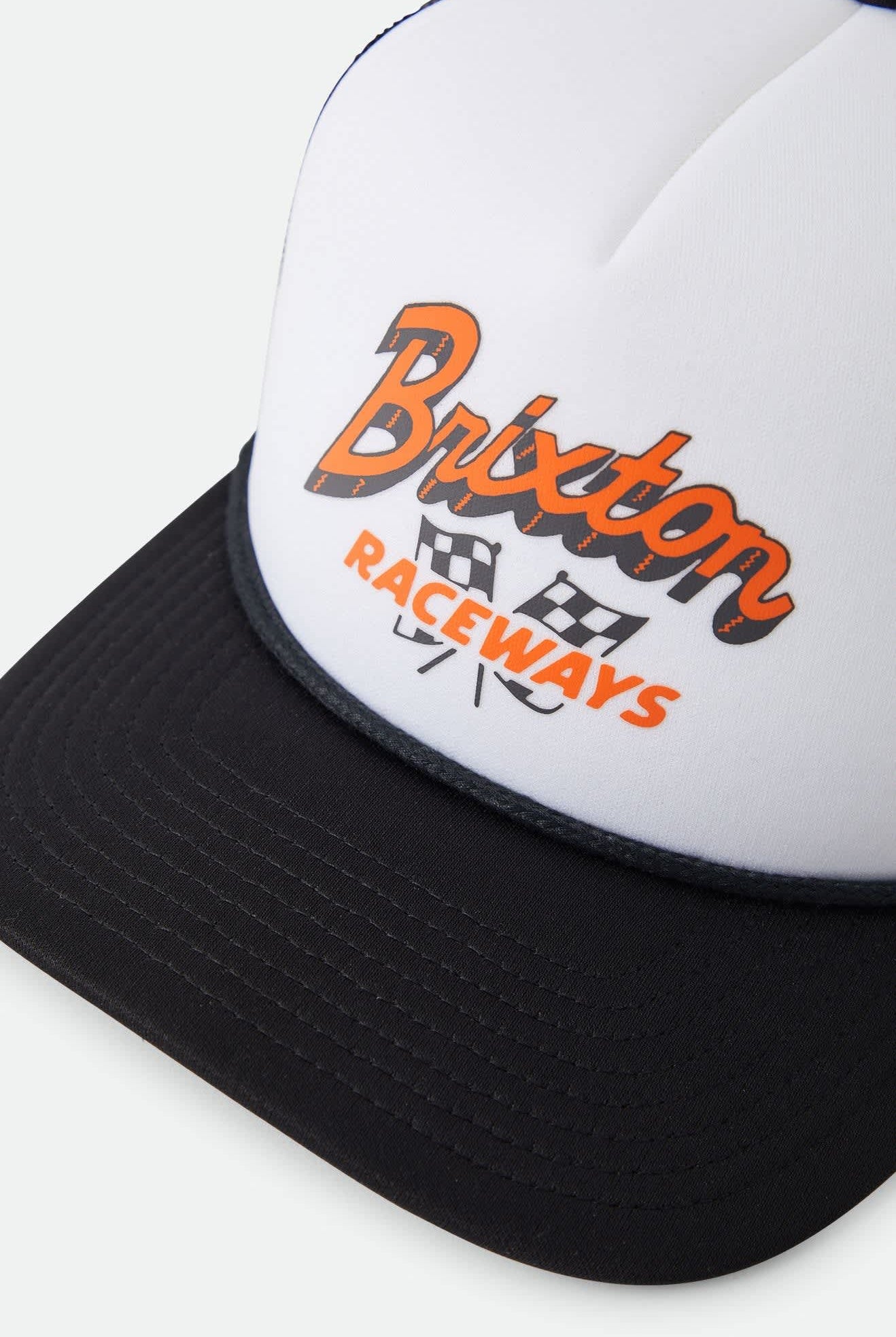 Unisex Clemont Trucker Hat in the color Black/White - Additional Laydown image