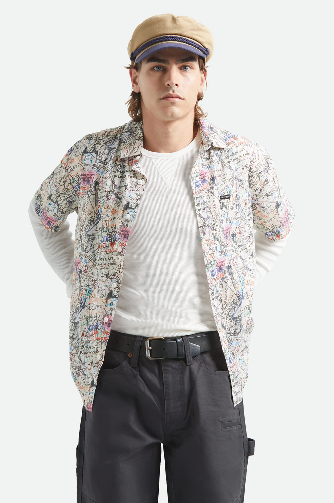 Men's Cru Print Short Sleeve Shirt in the color Graffiti - Men's Front View