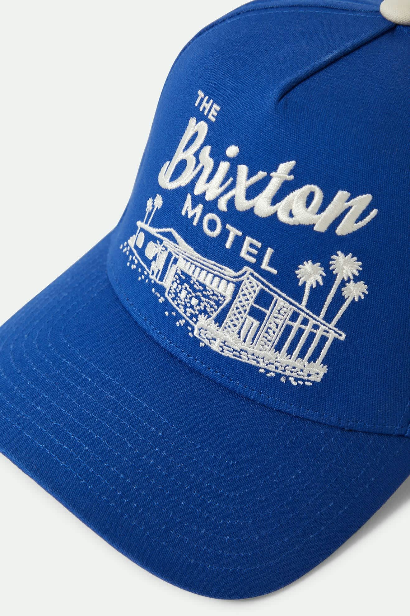 Women's Brixton Motel Netplus Snapback in the color Electric Blue/Off White - Additional Laydown image