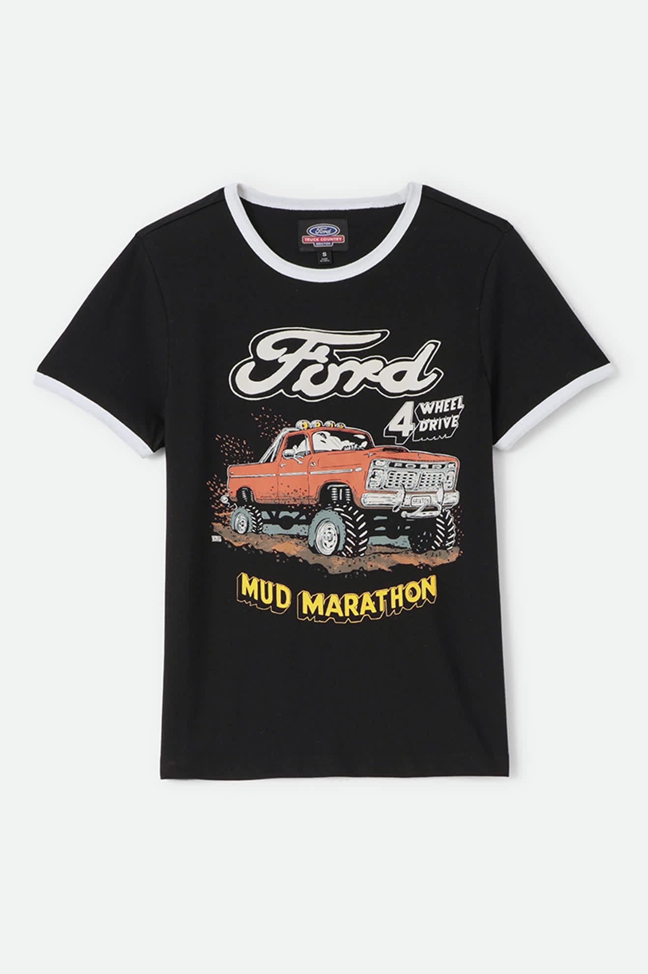 Women's Ford Mud Marathon Ringer T-Shirt in the color Burnt Rubber - Front Product View