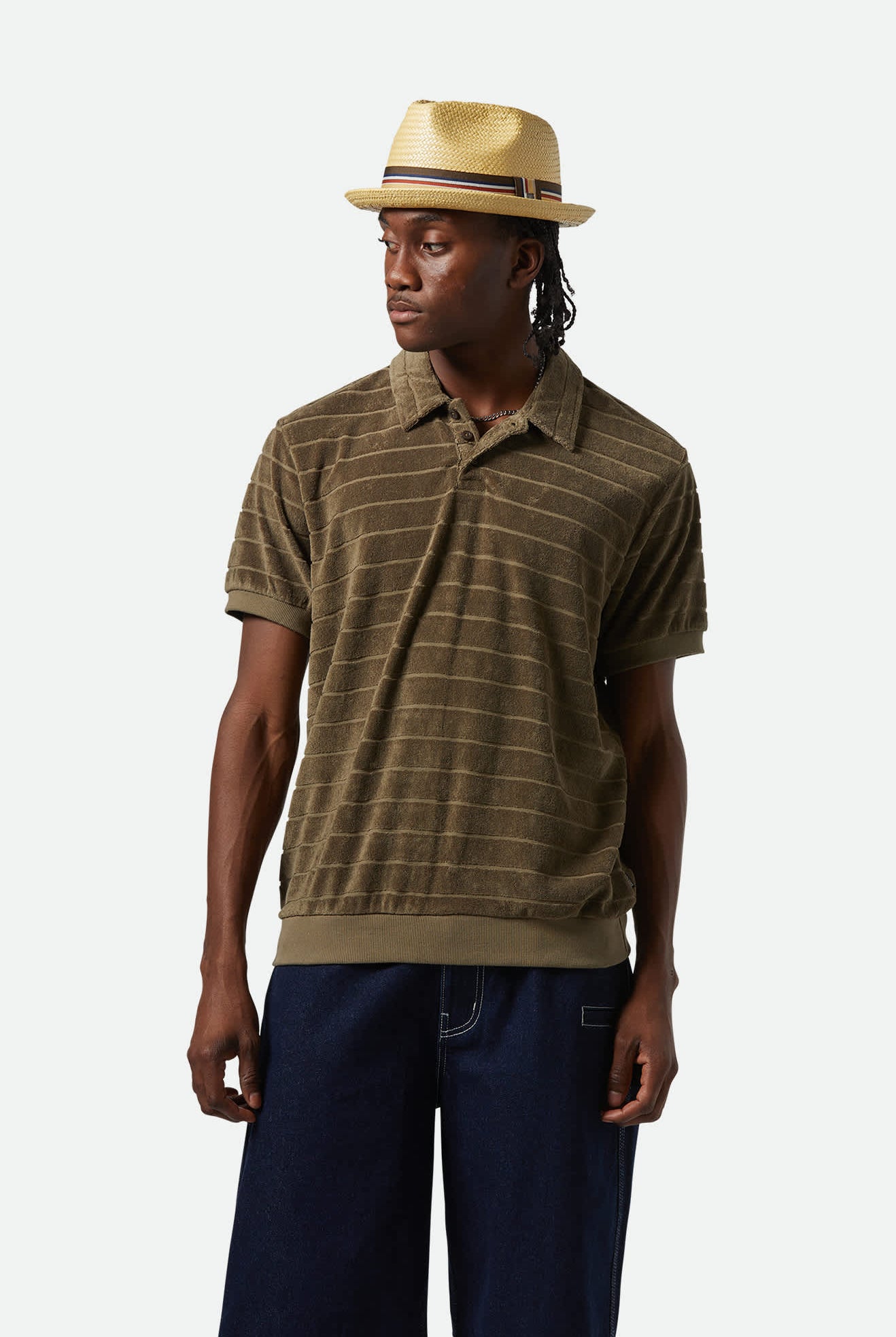 Men's Weekend Terry Cloth S/S Polo in the color Ivy Green - Men's Front View