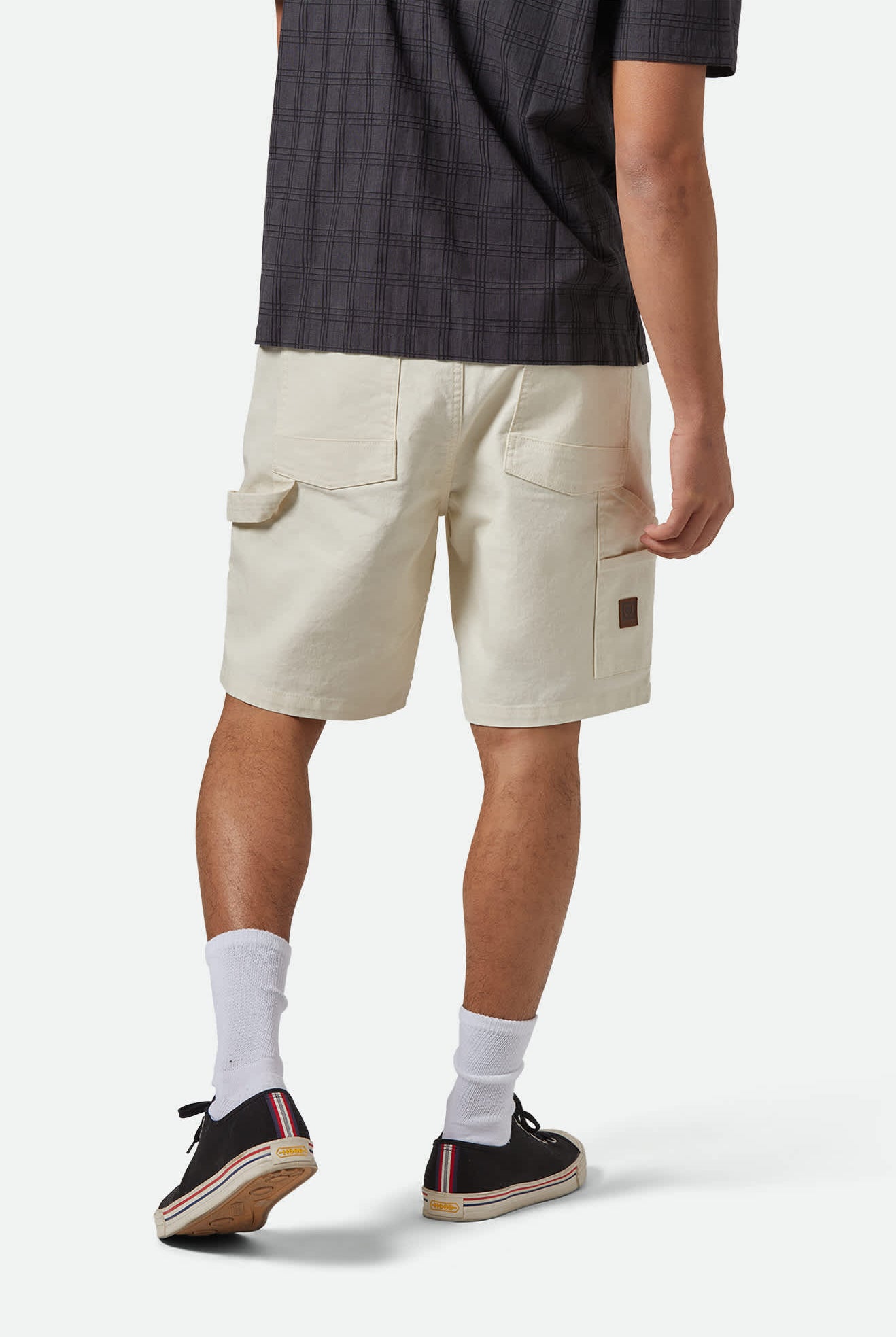 Men's Builders Carpenter Baggy Short in the color Egret White - Men's Back View