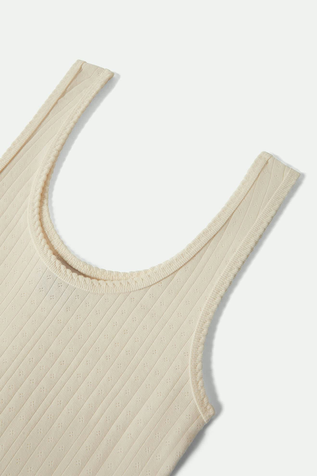 Women's Pointelle Slim Fit Tank in the color Off White - Additional Laydown image