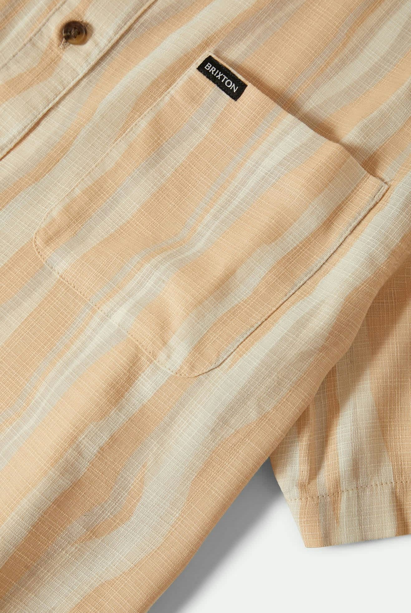 Men's CRU Slub Relaxed S/S Shirt in the color Hazelnut/Painterly Stripe - Additional Laydown image