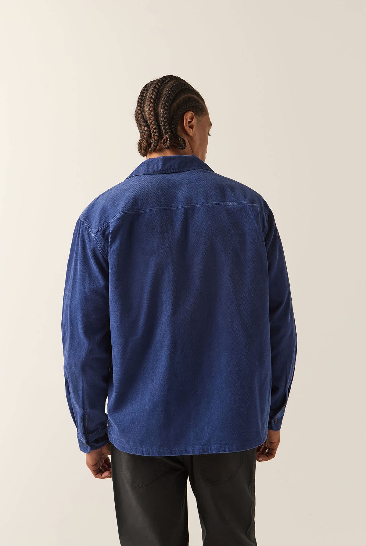 Men's Century Overshirt in the color Washed Blue - Men's Back View