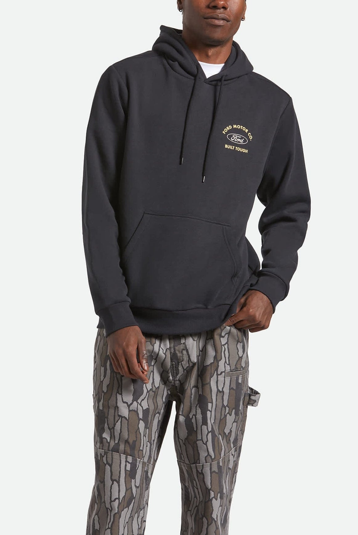 Men's Ford Built Tough Fleece Hoodie in the color Burnt Rubber - Men's Front View