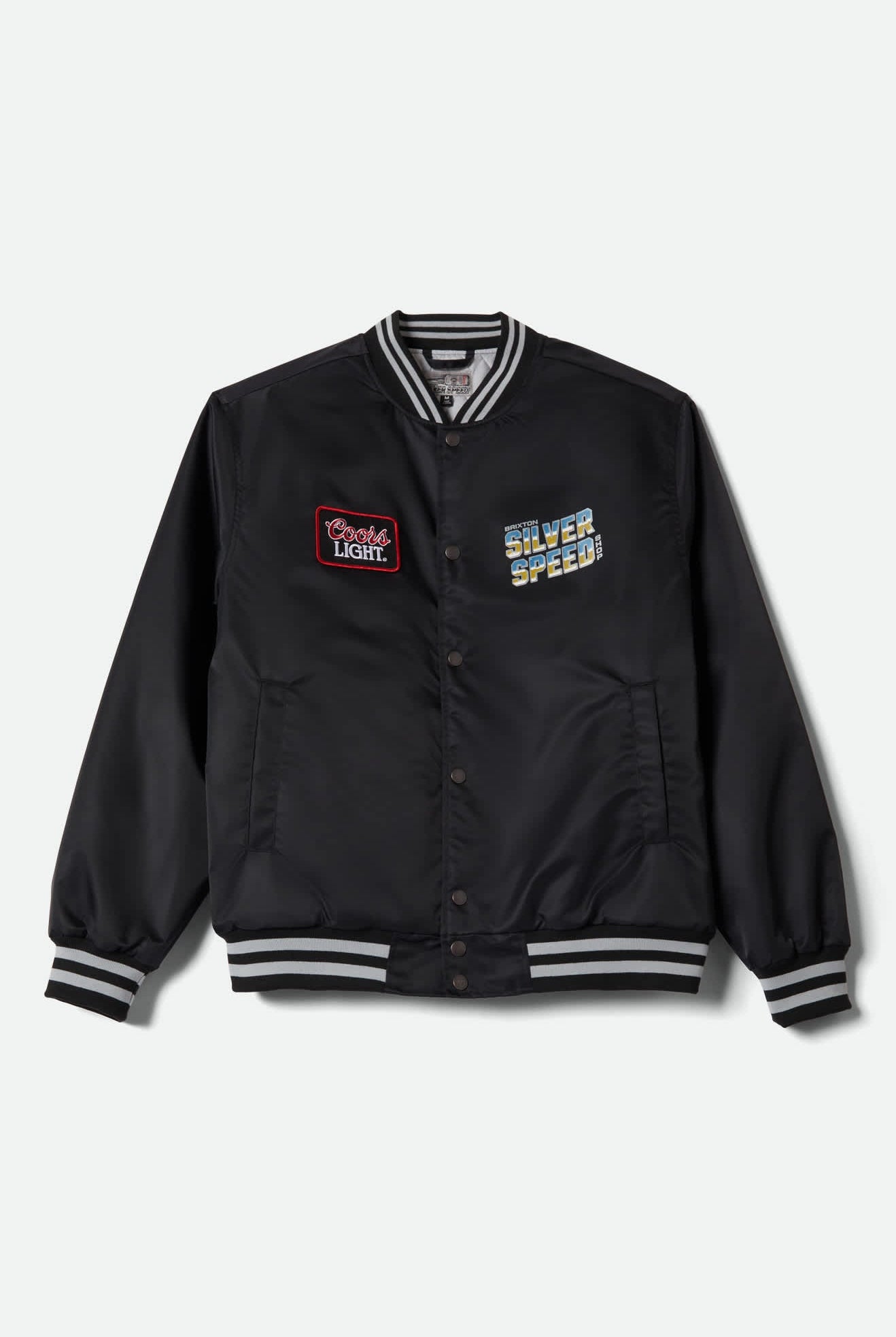 Men's Coors Light Silver Speed Shop Jacket in the color Black/Silver - Front Product View