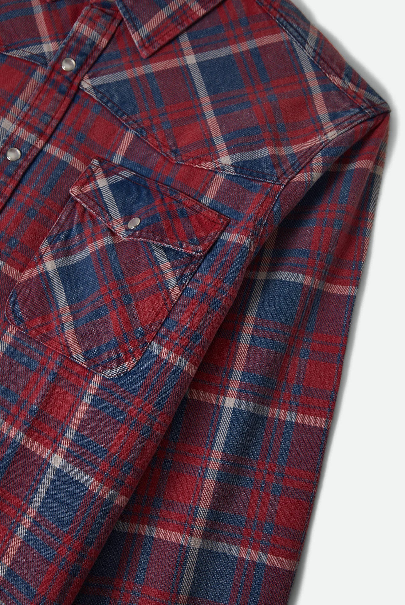 Men's Waylon Lightweight Overshirt in the color Denim Plaid - Additional Laydown image