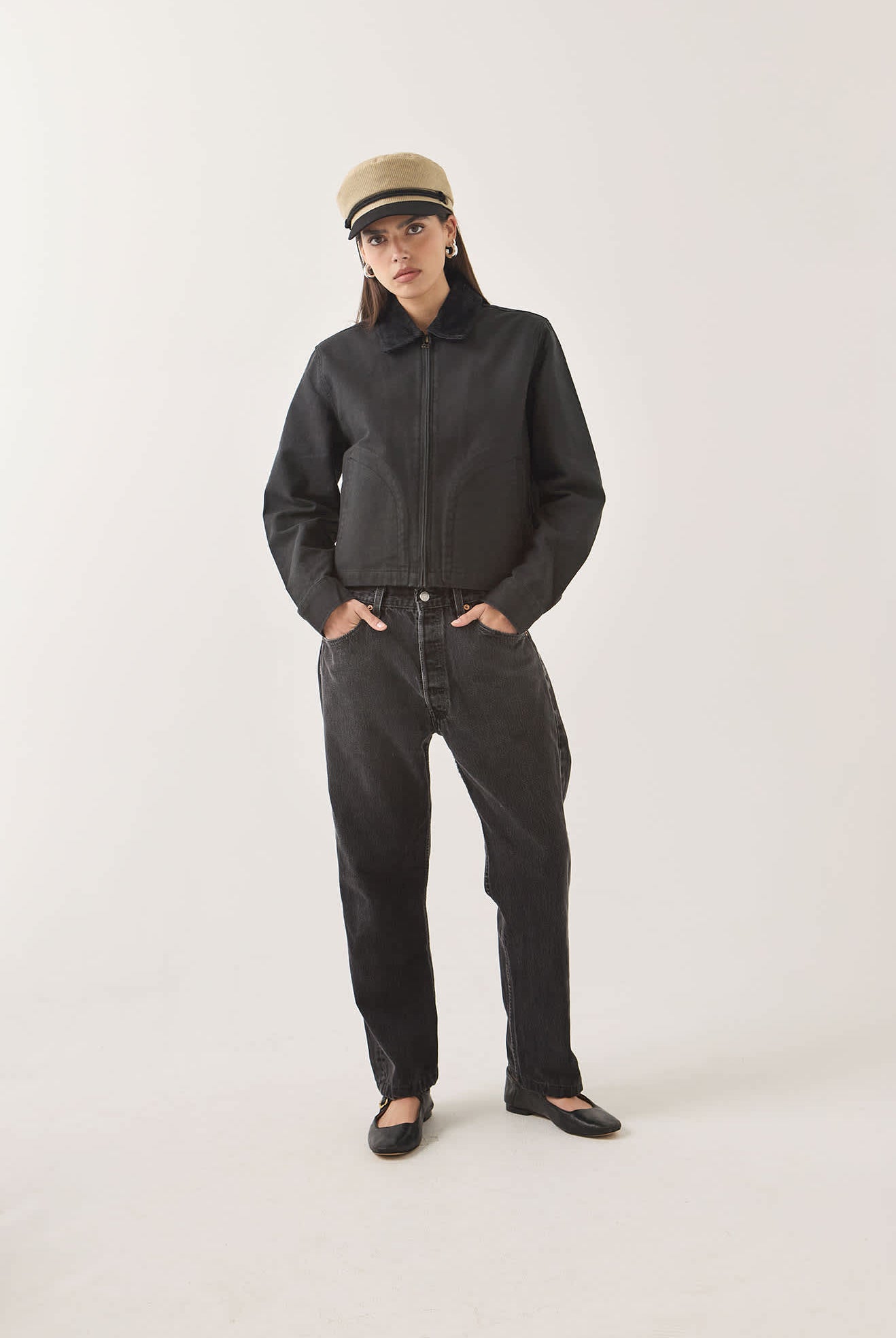 Women's Mechanics Women's Garage Zip Jacket in the color Black - Women's Front View