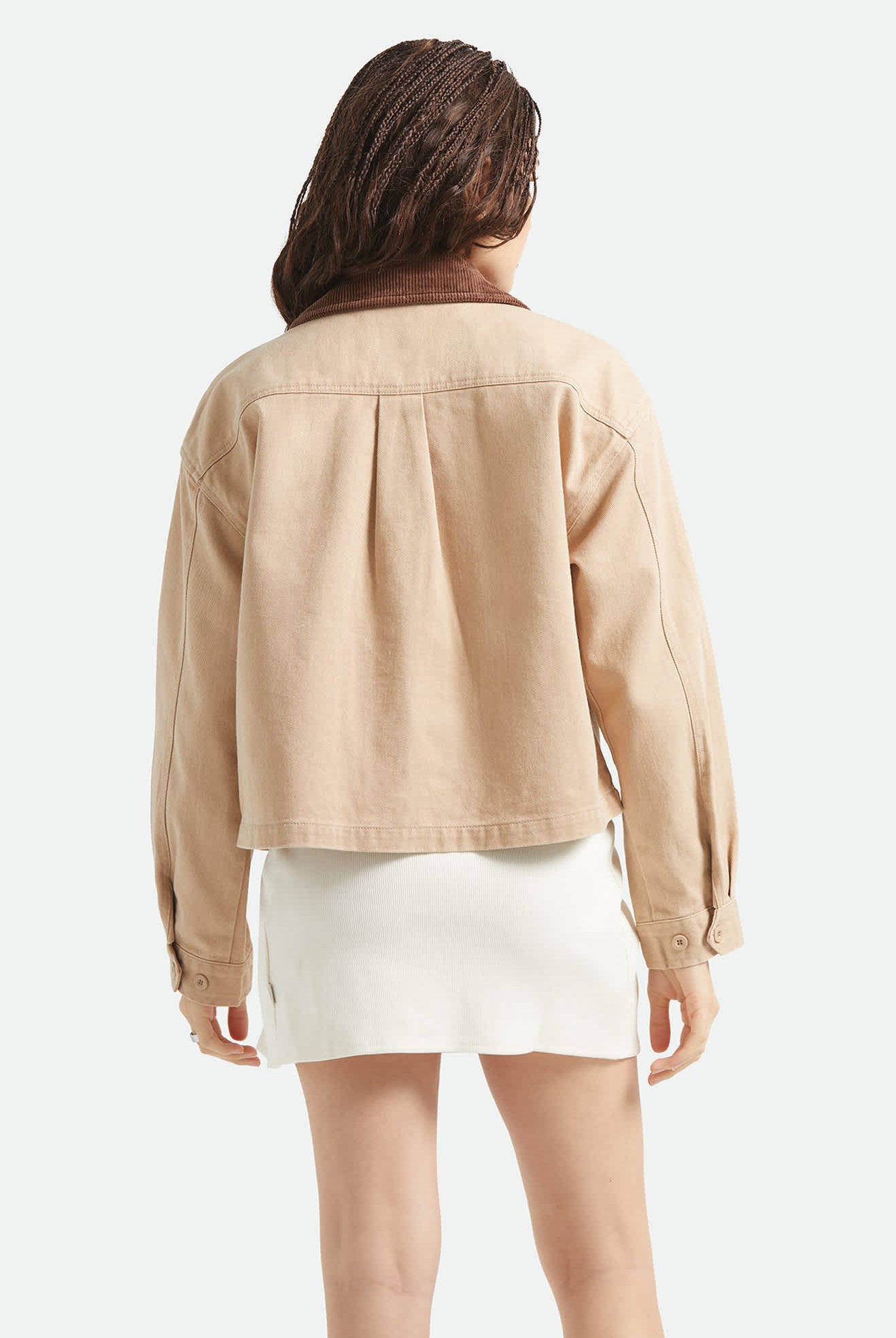 Women's Utopia Patchwork Overshirt in the color Washed Timeless Taupe - Women's Back View