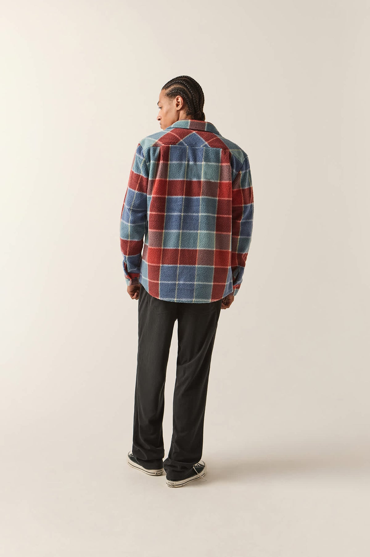 Men's Bowery Arctic Stretch Fleece in the color Blue/Red Plaid - Additional Fit image