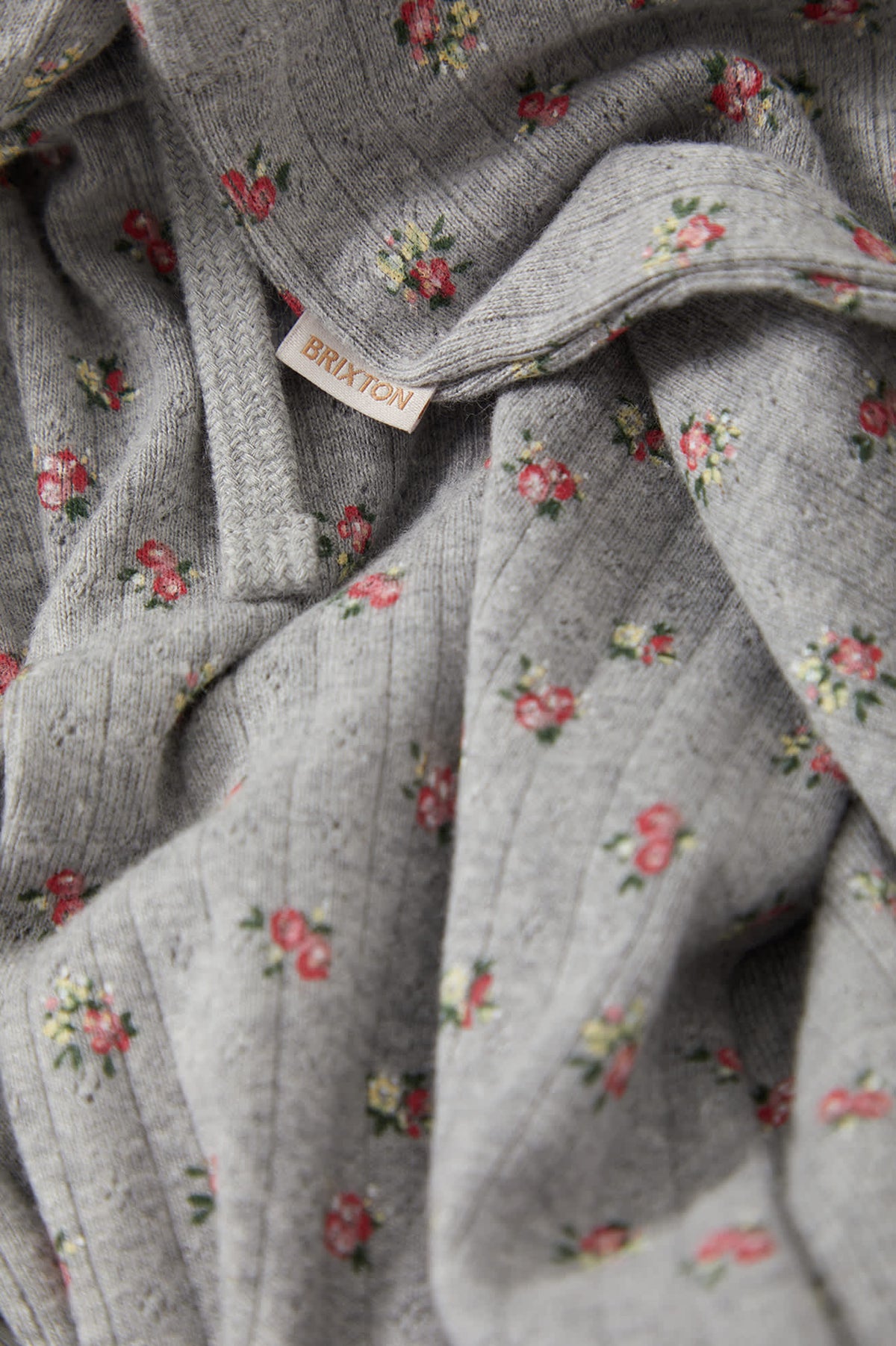Women's Off Duty Pointelle Lounge Pant in the color Heather Grey Ditsy Floral - Additional Laydown image