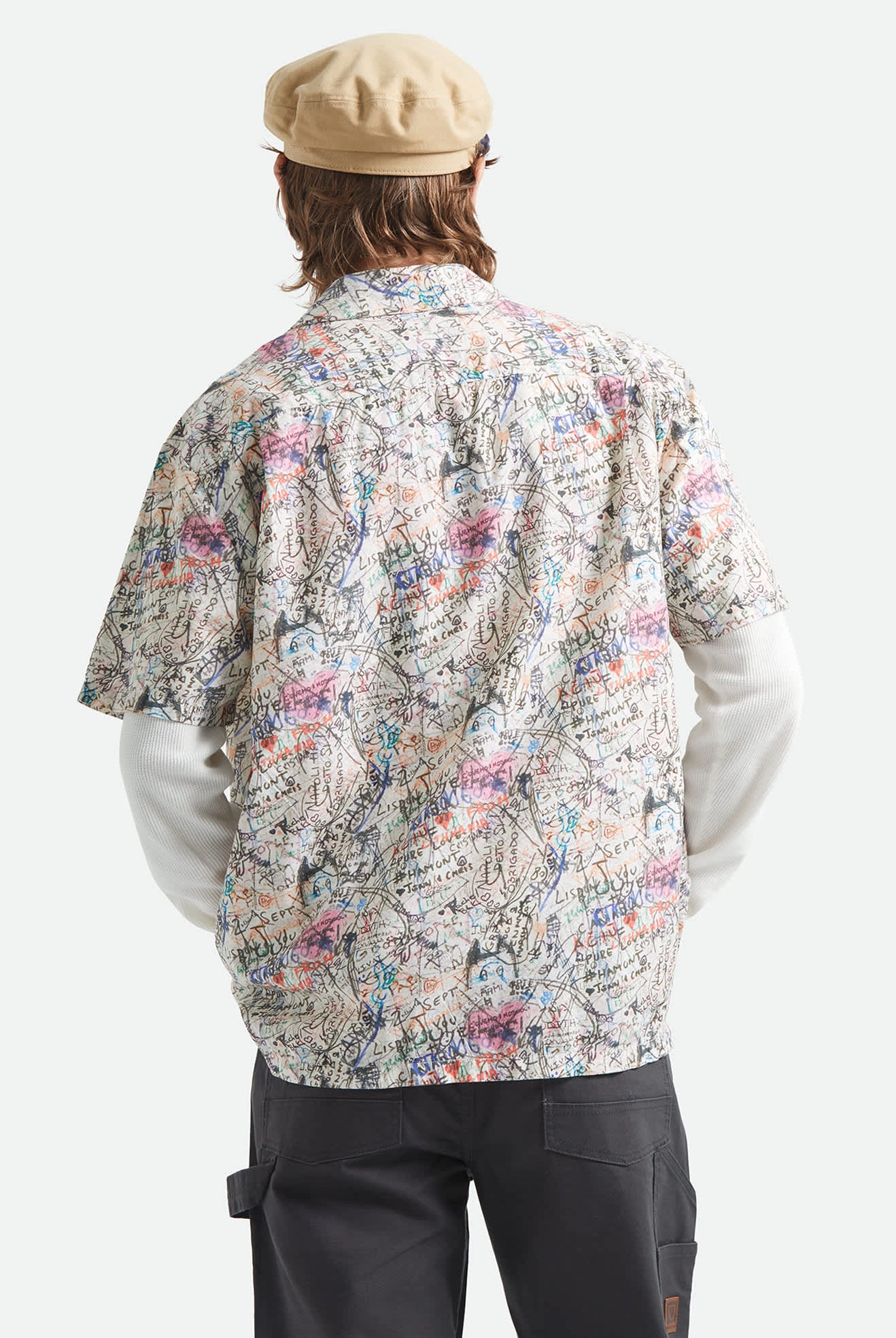 Men's Cru Print Short Sleeve Shirt in the color Graffiti - Men's Back View