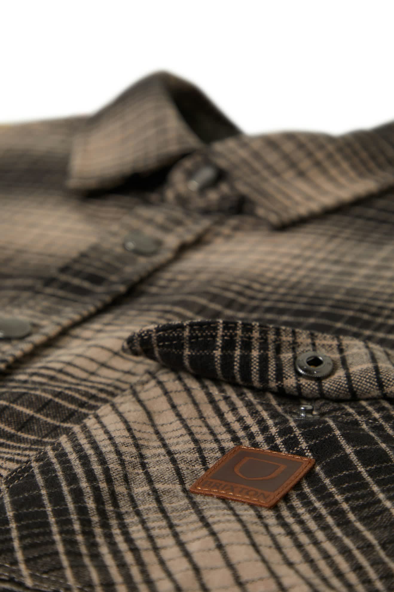 Men's Builders Bowery Stretch Water Resistant L/S Flannel in the color Black/Cinder Grey - Additional Laydown image