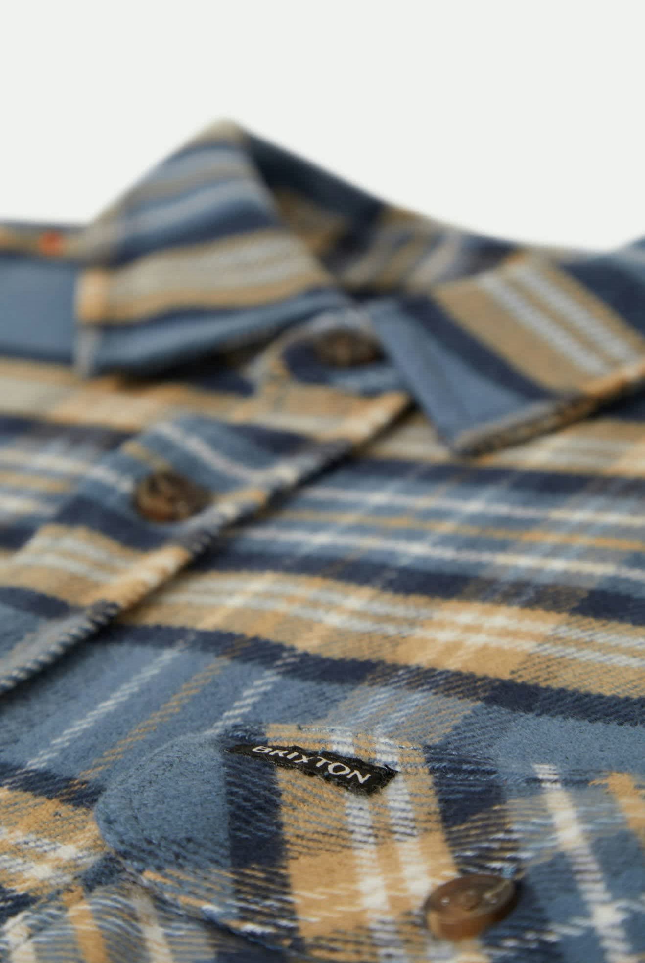 Men's Bowery L/S Flannel in the color Azure Blue/Washed Navy/Sand - Additional Laydown image