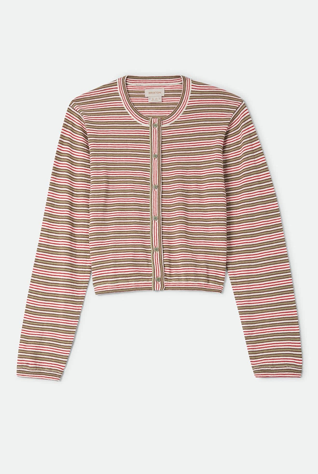 Women's Bixby Lightweight Cardigan in the color Green Multi Stripe - Front Product View