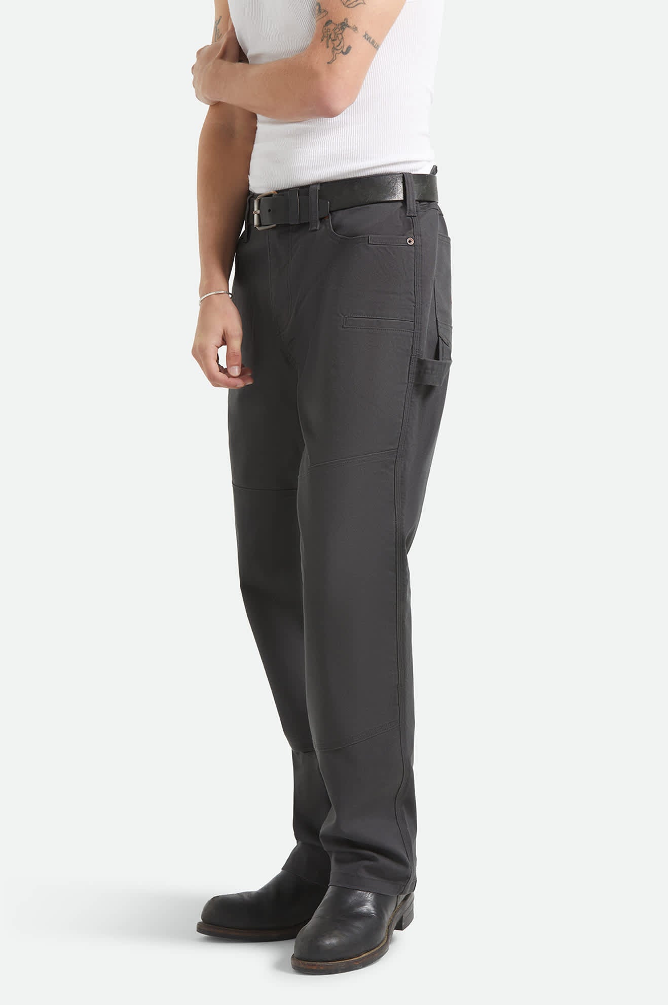 Men's Builders Carpenter Stretch Pant in the color Washed Black - Additional Fit image