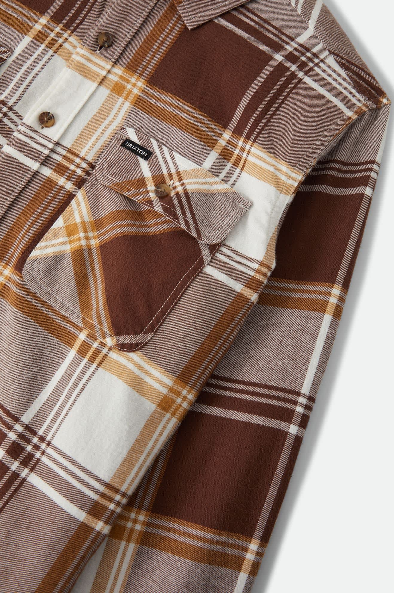 Men's Bowery Lightweight Ultra Soft Flannel in the color Chocolate/Off White - Additional Laydown image