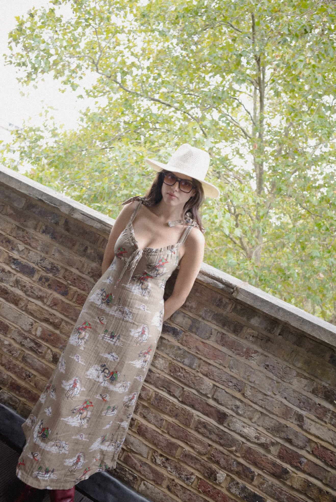 Women's The Tie Dress in the color Mid Century Cowboy Print - Women's Lifestyle image