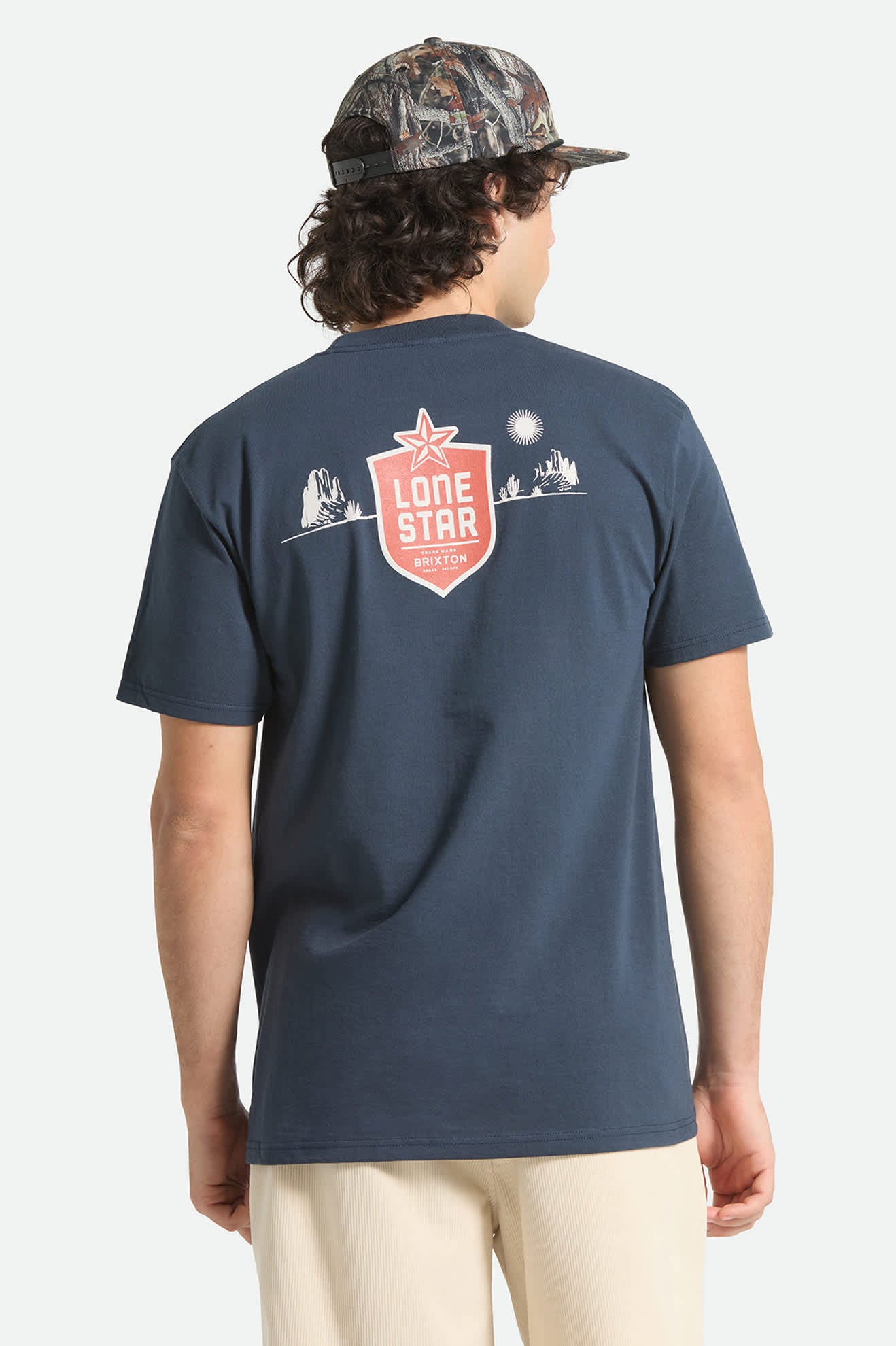 Men's Lone Star Desertscape Short Sleeve Standard T-Shirt in the color Navy - Men's Back View