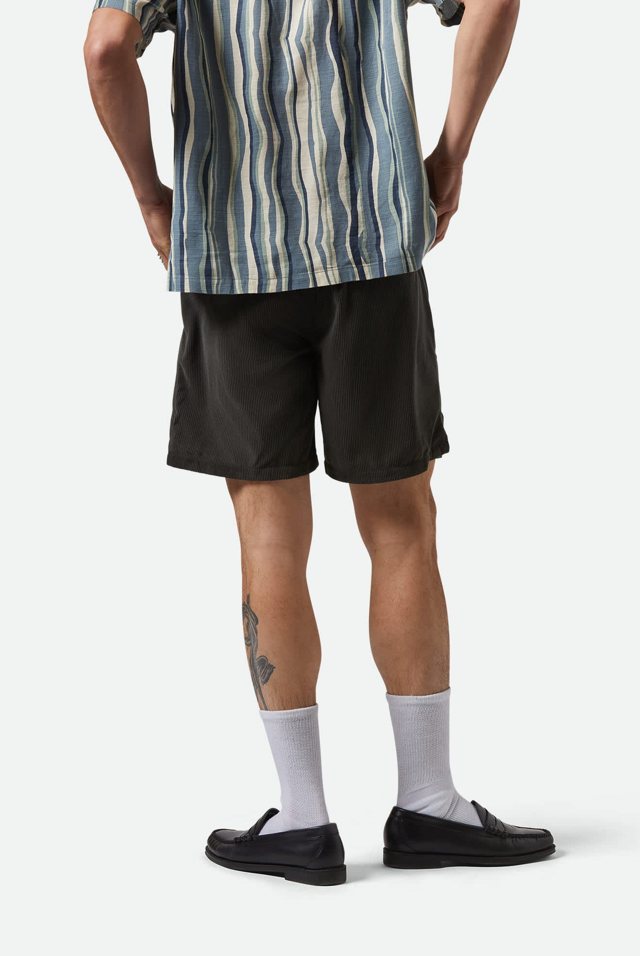 Men's Everyday Corduroy Short in the color Washed Black - Men's Back View