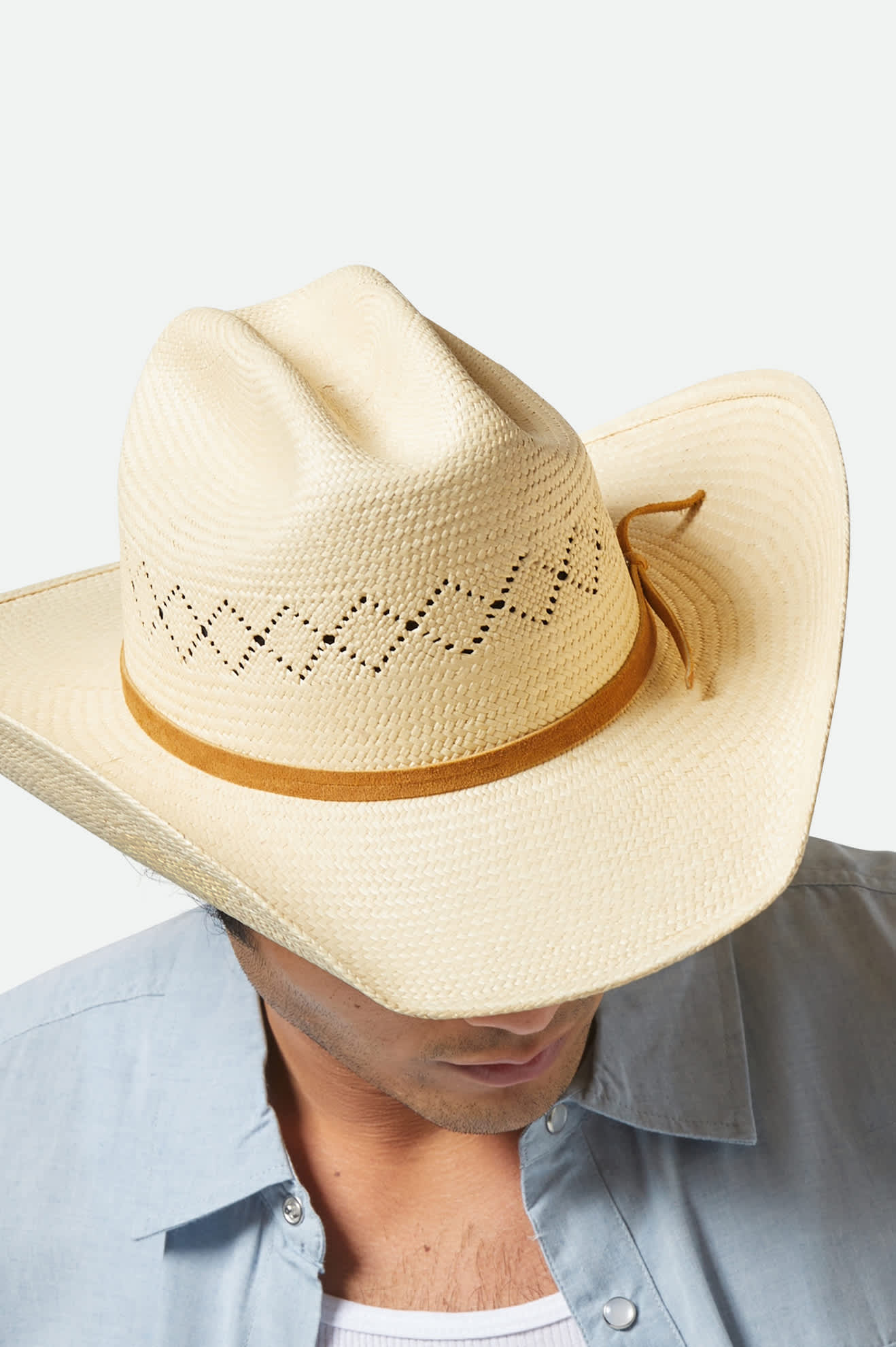 Unisex Laredo Panama Straw Cowboy Hat in the color Catalina Sand - Additional Fit View