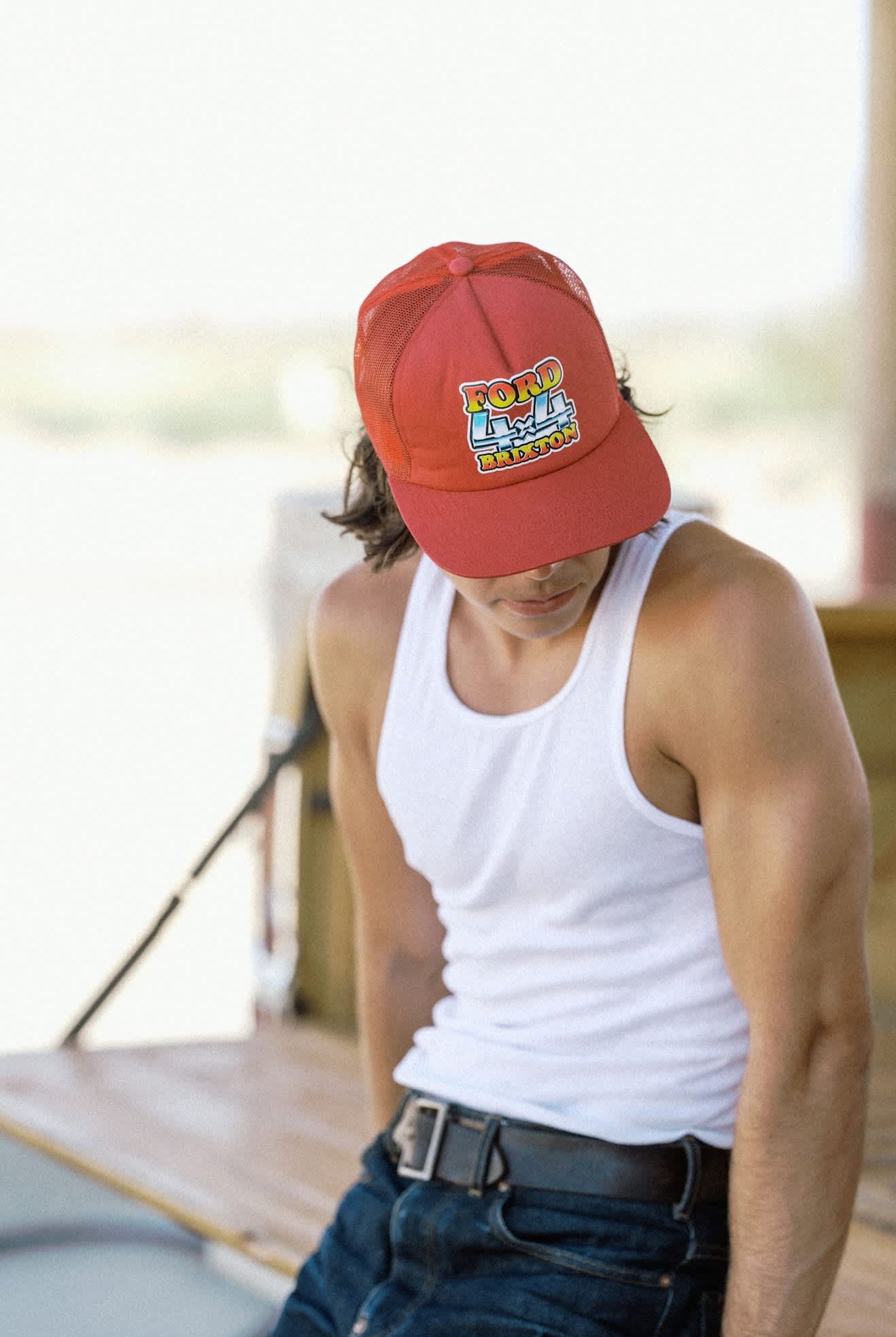 Unisex Ford 4x4 Chrome Trucker Hat in the color Rangoon Red - Men's Lifestyle image