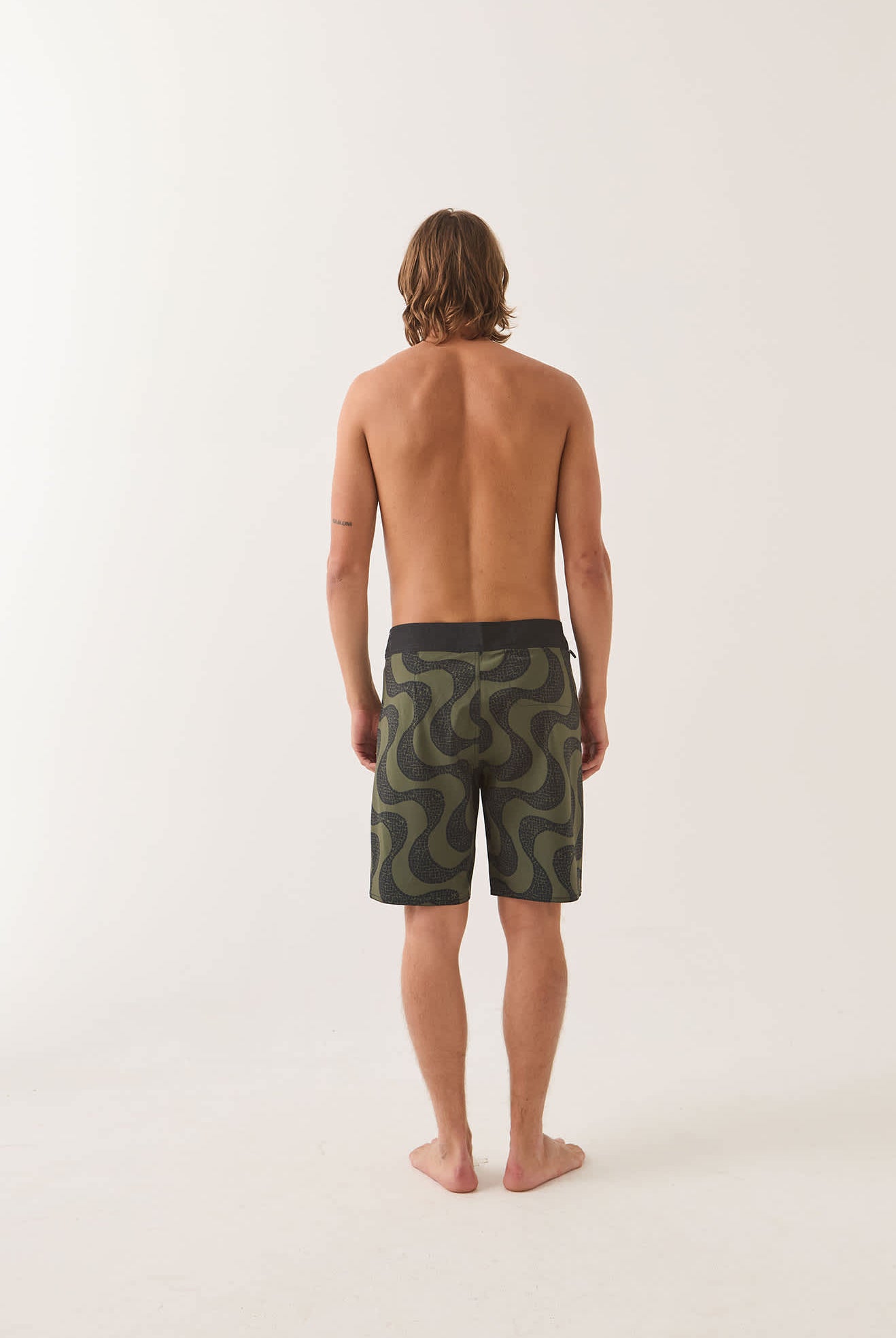 Men's Blitz Boardshort 19" in the color Dark Olive/Black - Men's Back View