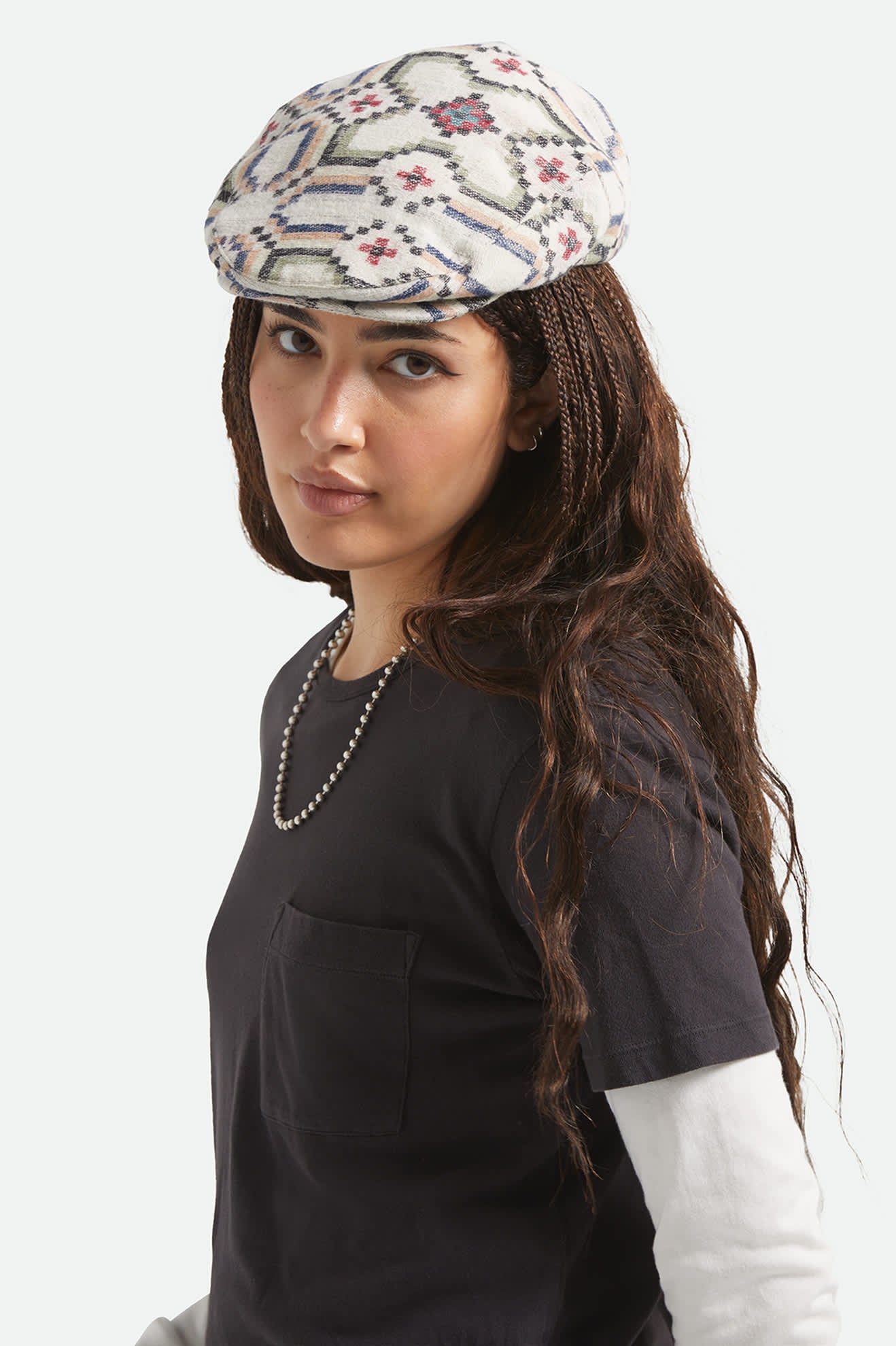 Unisex Hooligan Flat Cap in the color Digi Tile Flannel - Additional Fit image
