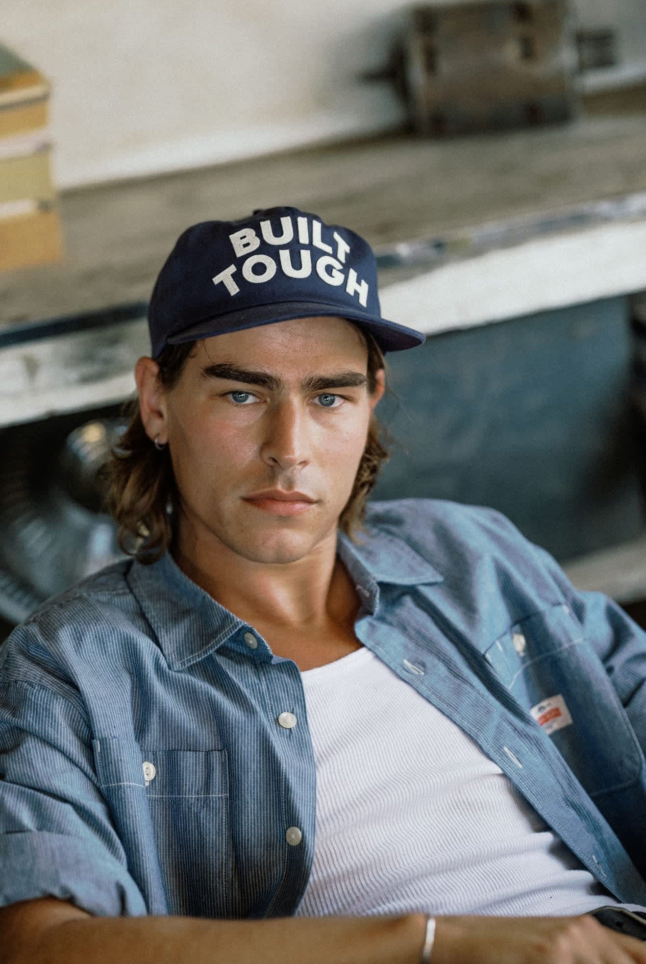 Unisex Ford Built Tough Snapback in the color American Navy/Wimbledon White - Men's Lifestyle image