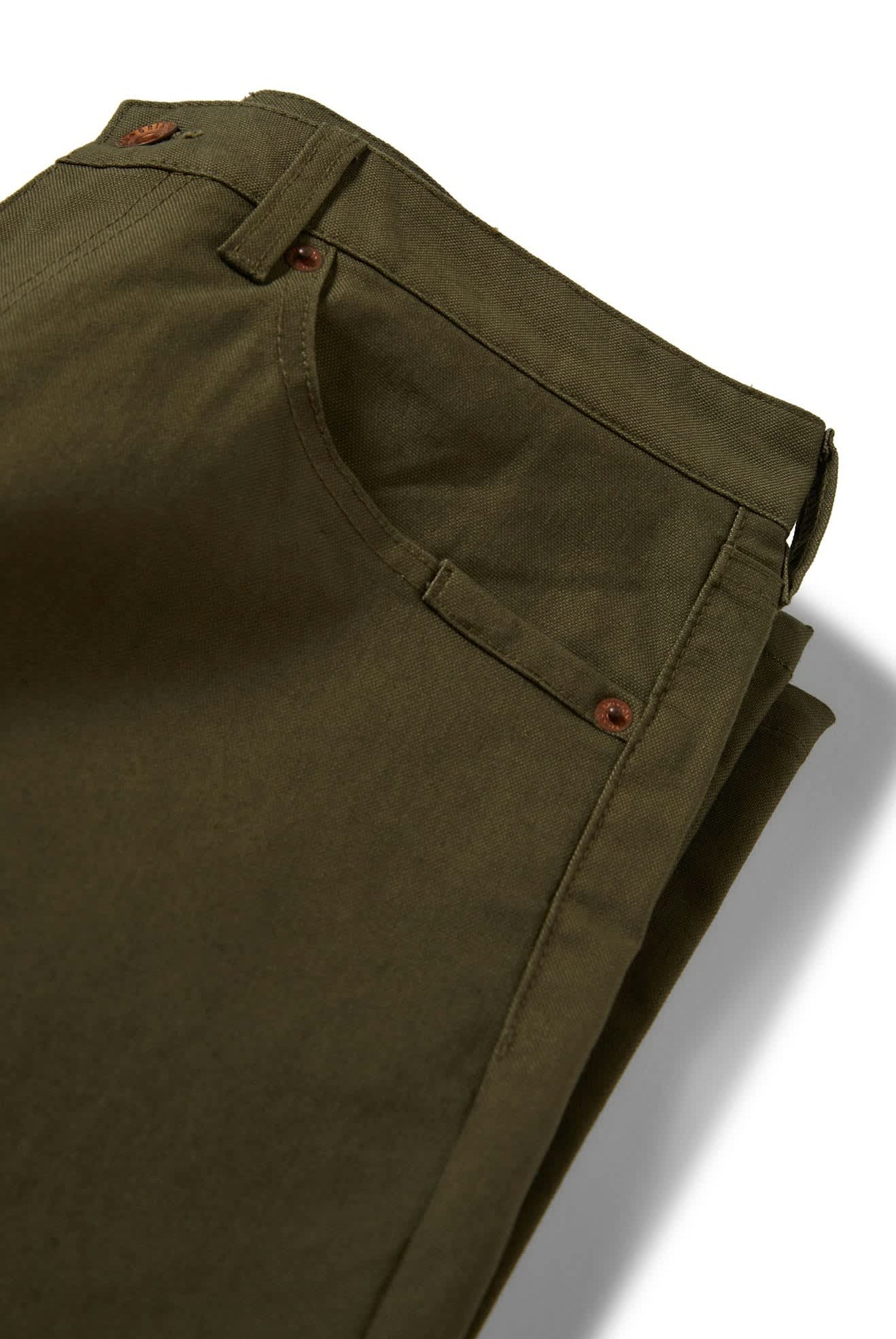 Men's Builders 5-Pocket Stretch Pant in the color Ivy Green - Additional Laydown image