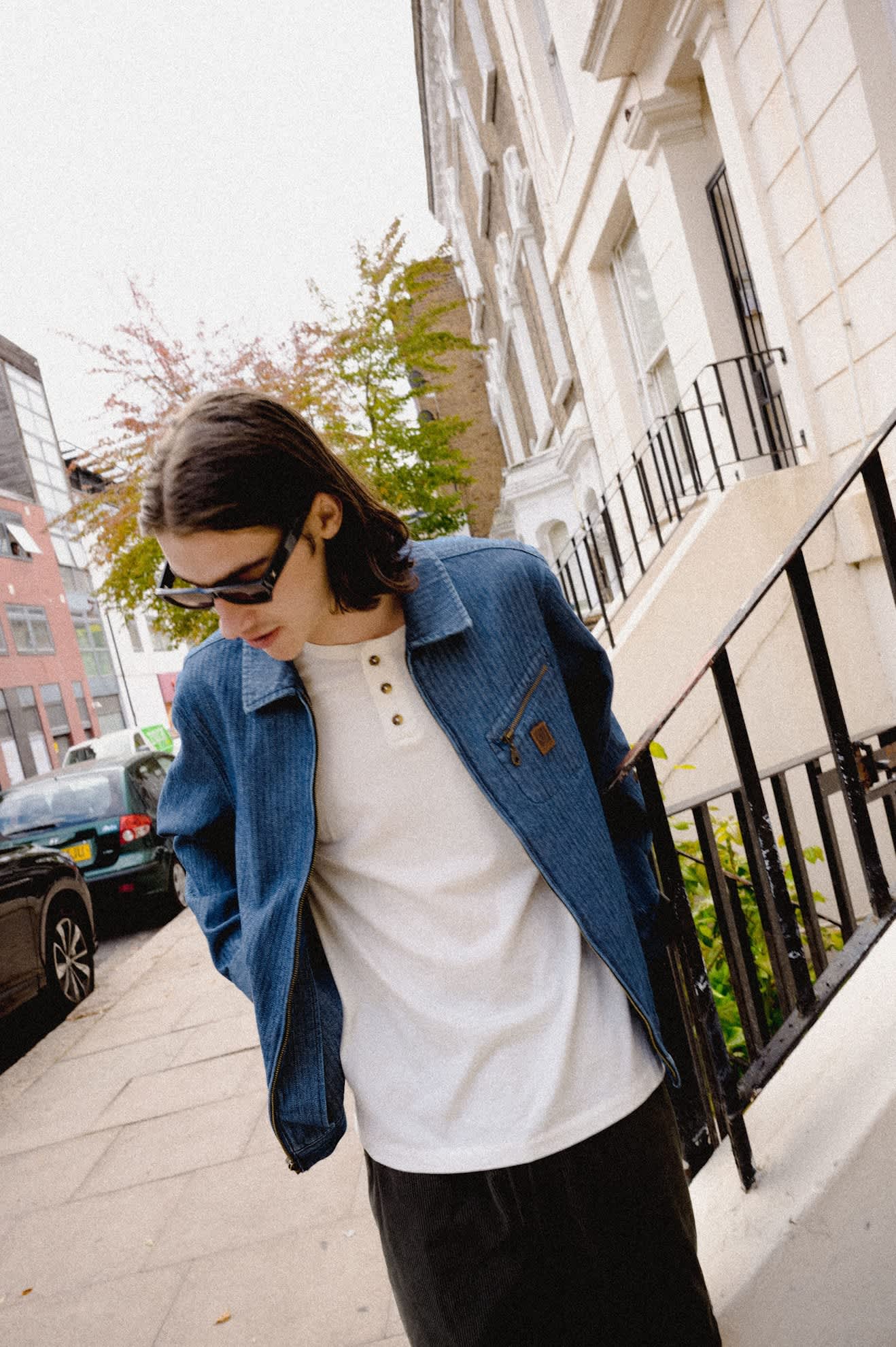 Men's Mechanic Garage Zip Jacket in the color Indigo Herringbone - Men's Lifestyle image