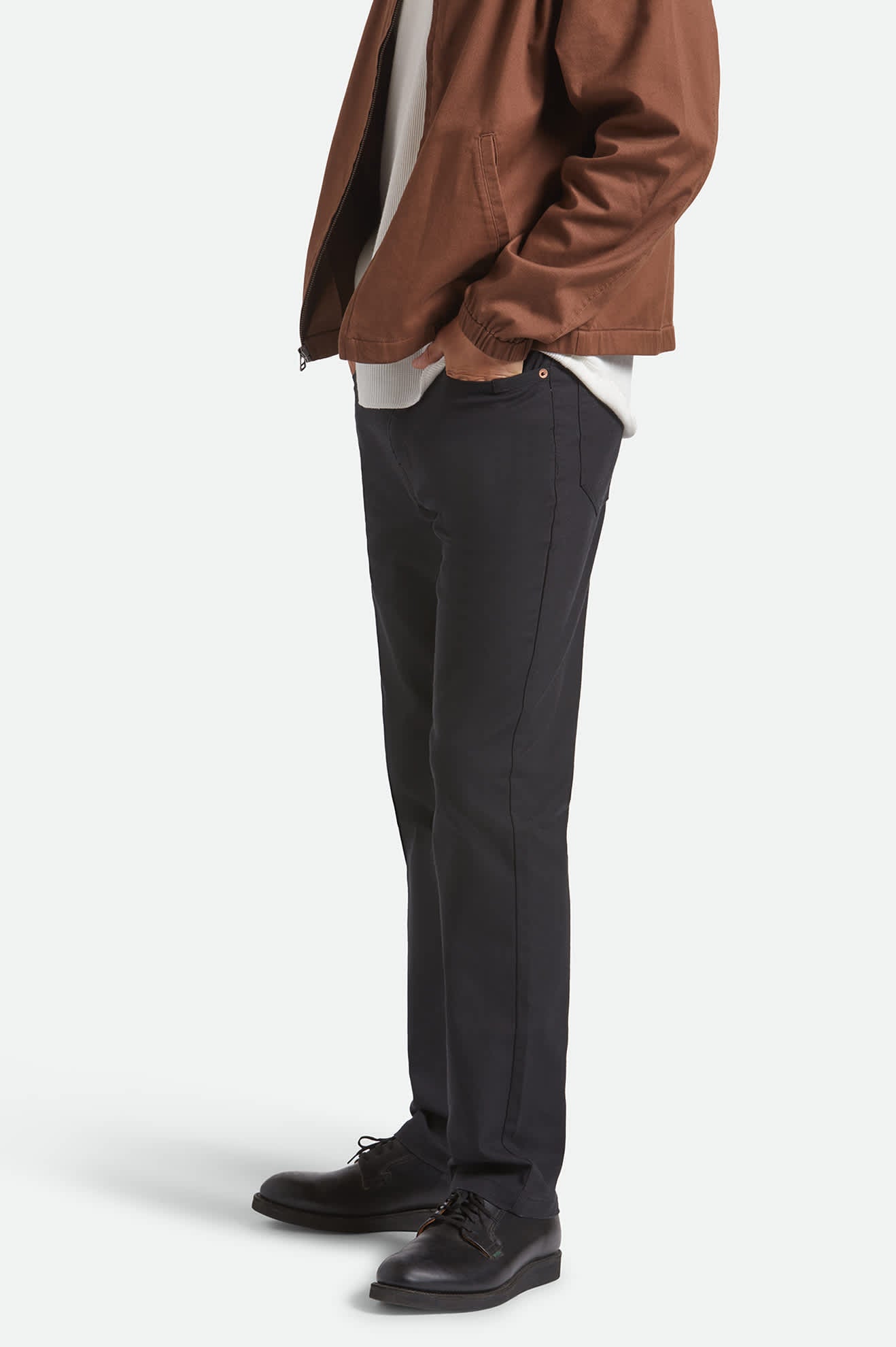 Men's Builders 5-Pocket Stretch Pant in the color Black - Men's Side View