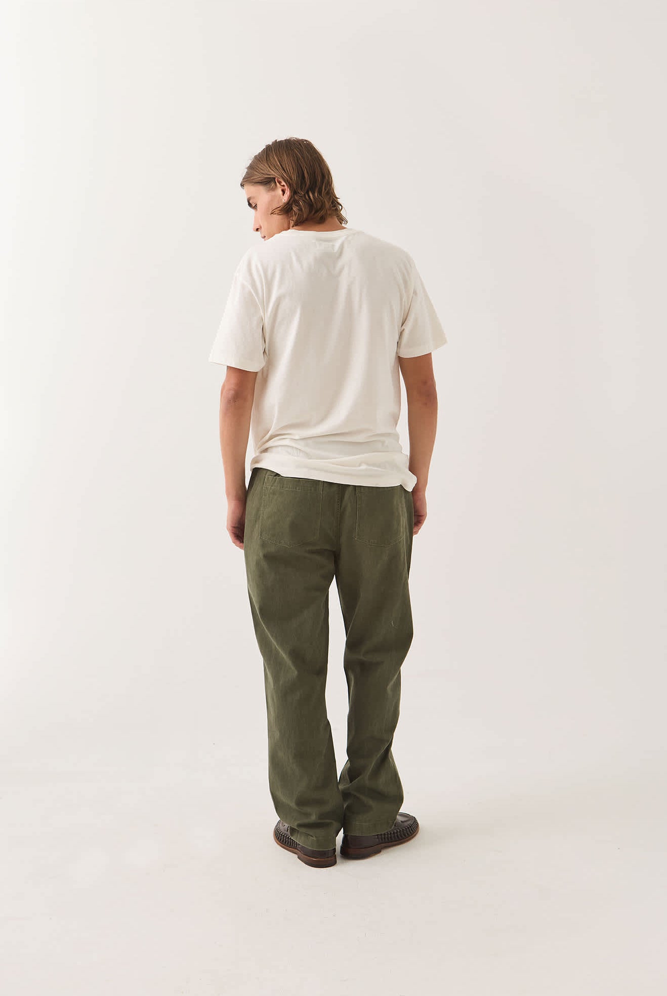 Men's Everyday E-Waist Pant in the color Dark Olive - Men's Back View