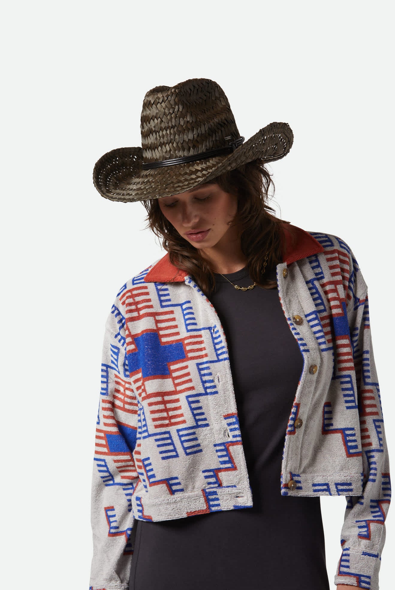 Unisex Houston II Straw Cowboy Hat in the color Black - Women's Front View