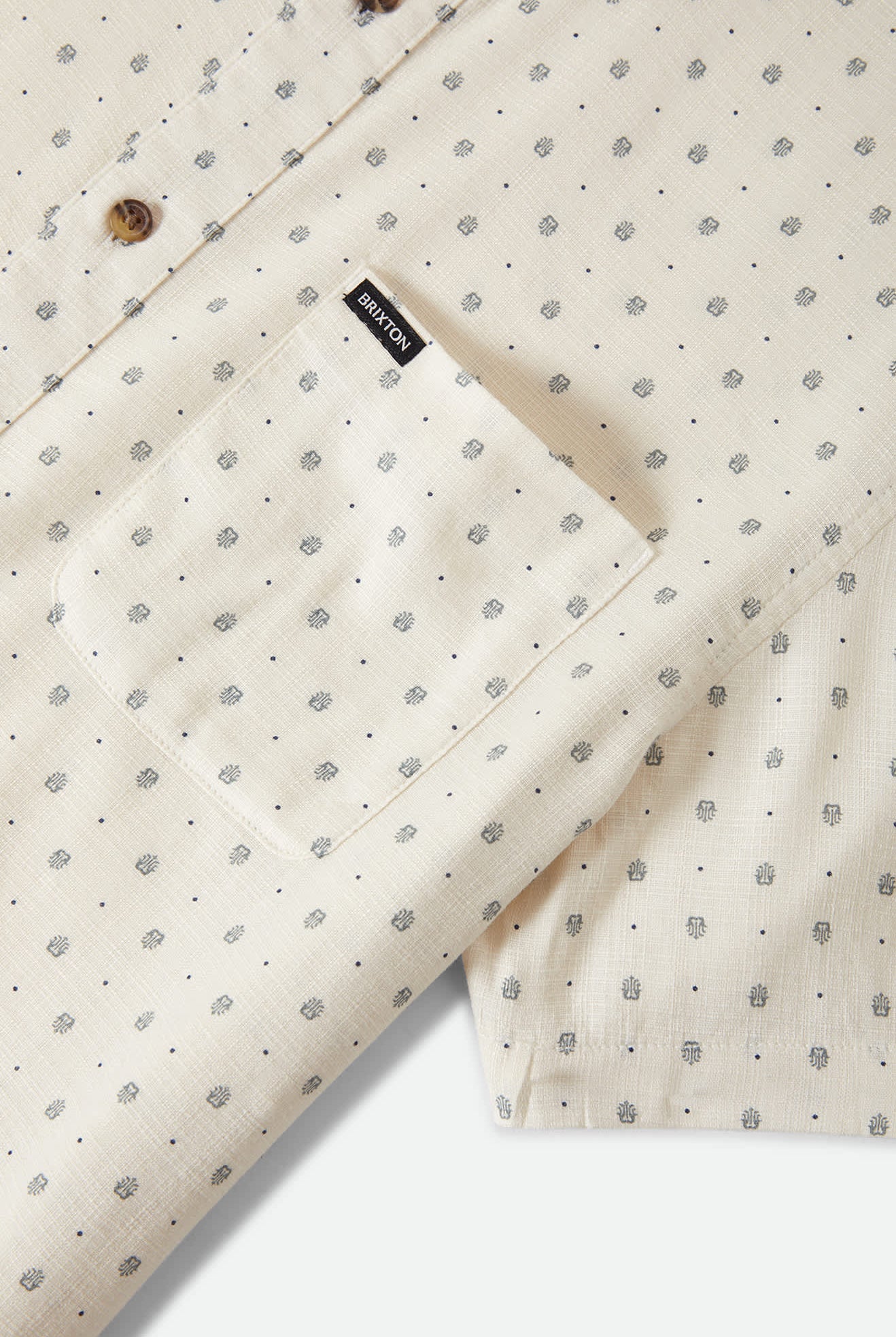 Men's Charter Slub Short Sleeve Shirt in the color Off White Micro Geo - Additional Laydown image