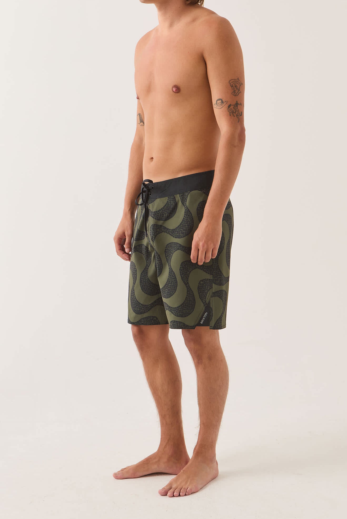 Men's Blitz Boardshort 19" in the color Dark Olive/Black - Men's Side View