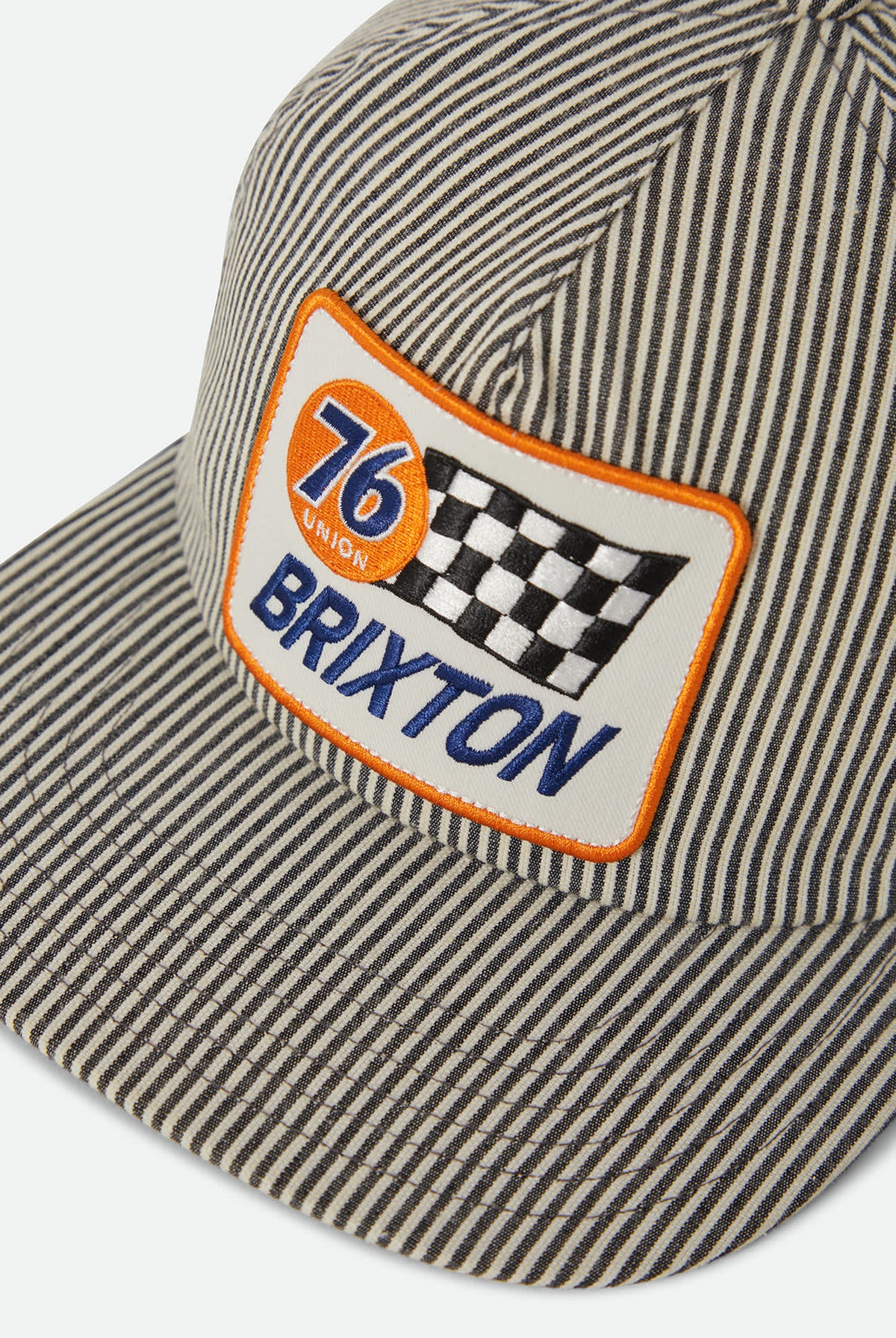 Unisex 76 Finish Line Snapback in the color Navy/Off White Hickory Stripe - Additional Laydown image