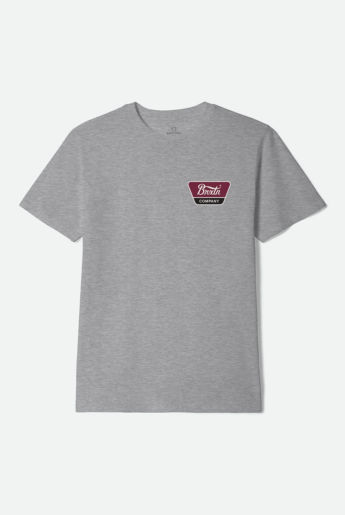 Men's Linwood Short Sleeve Standard T-Shirt in the color Heather Grey/Off White/Red Mahogany - Front Product View