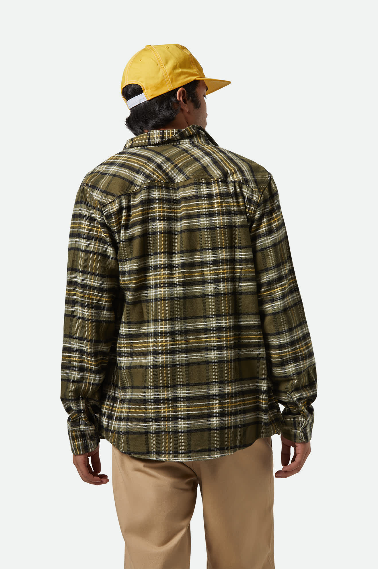 Men's Bowery L/S Flannel in the color Ivy Green/Olive Surplus/Black - Men's Back View