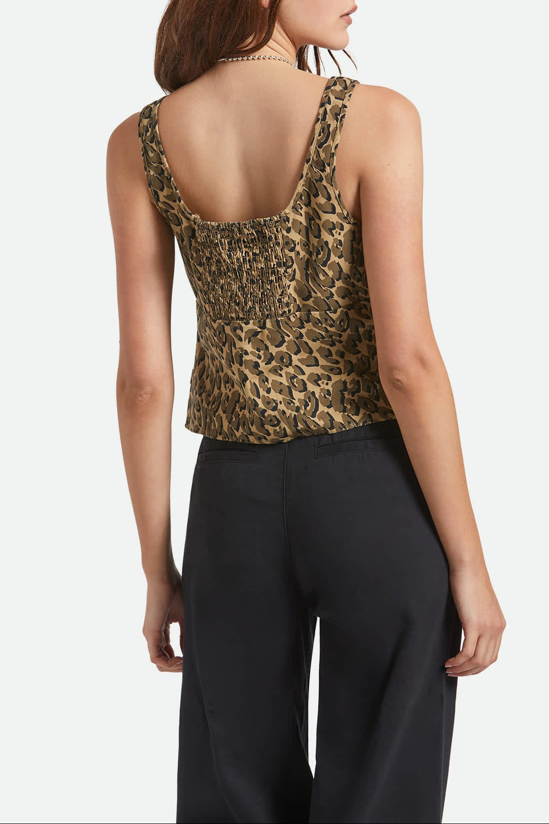 Women's Magnolia Tie Top in the color Brown Cheetah - Women's Back View