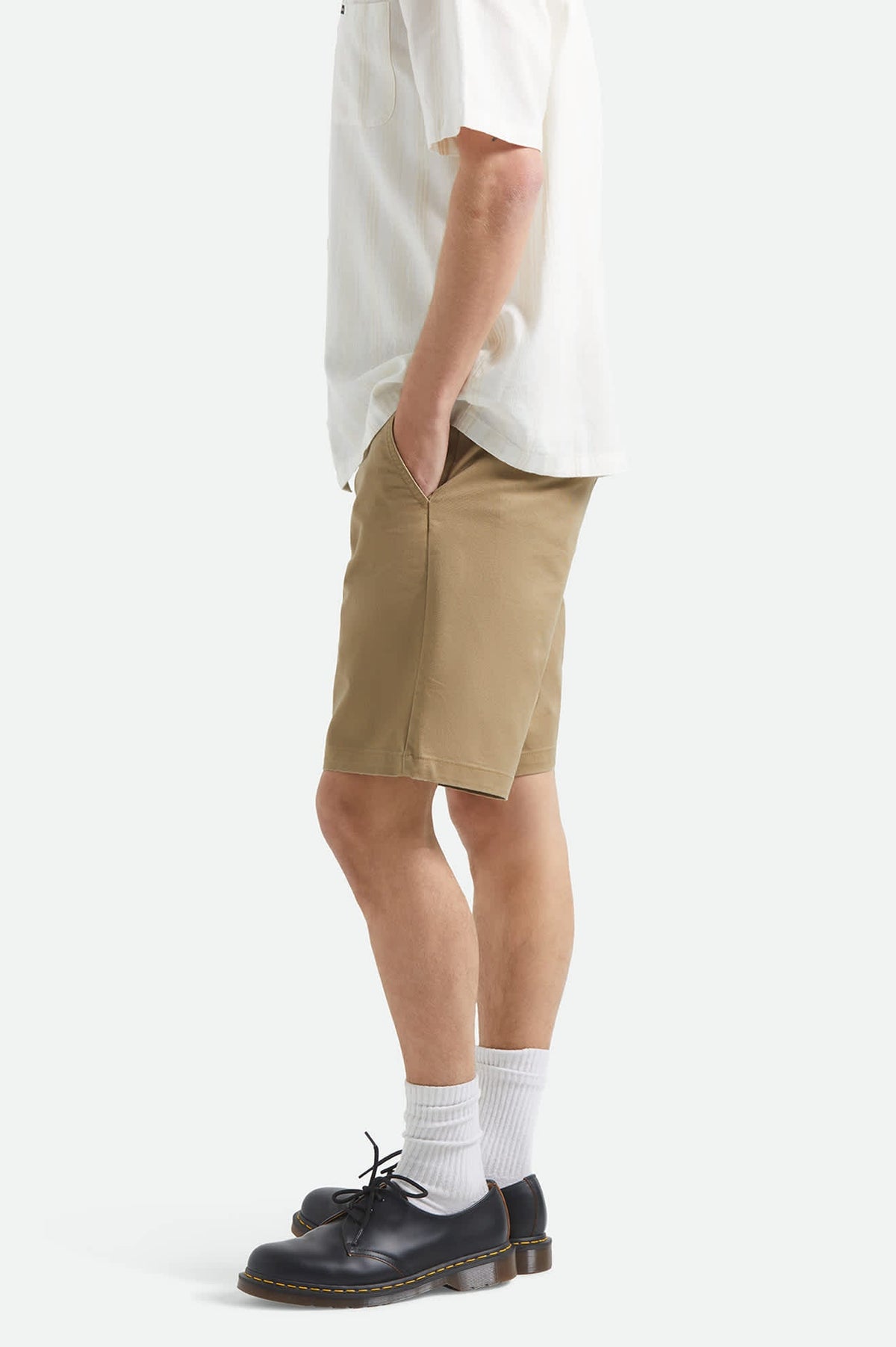 Men's Santo Chino Short in the color Khaki - Men's Side View