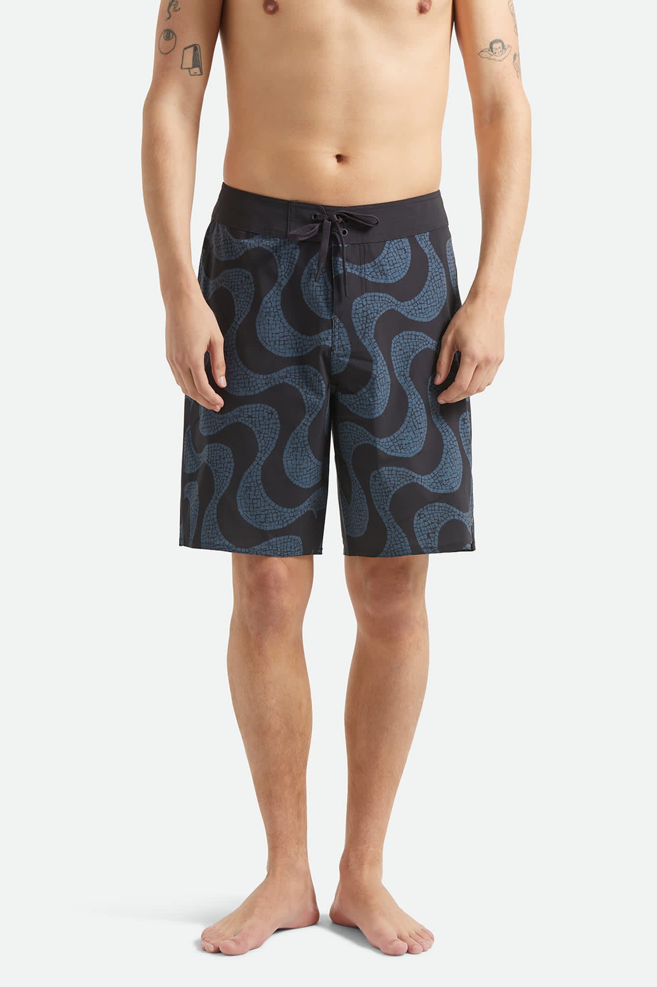 Men's Blitz Boardshort 19" in the color Black/Future Grey Warped Tile - Men's Front View