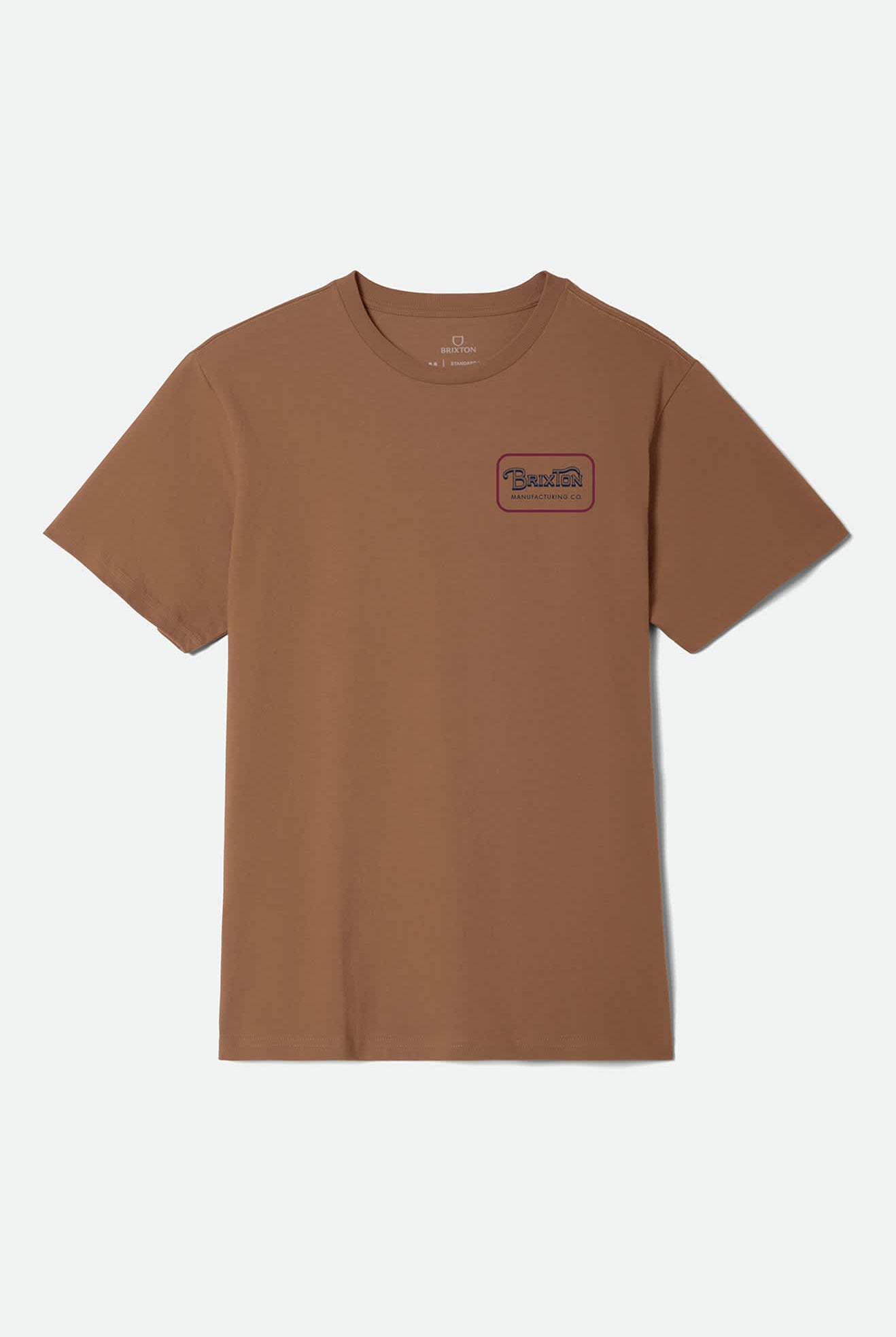 Men's Grade Short Sleeve Standard T-Shirt in the color Brown Sugar/Mahogany/Dark Navy - Front Product View