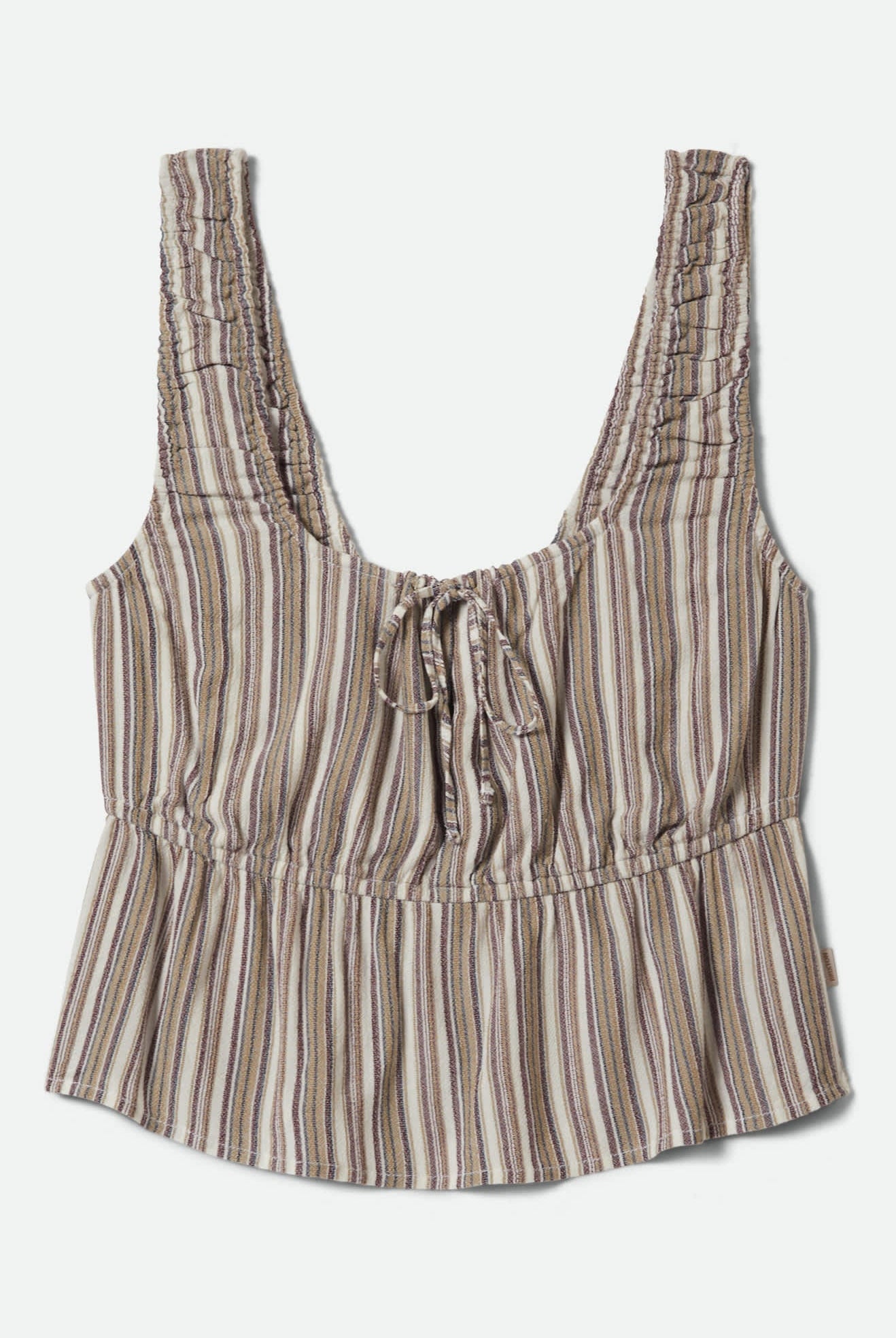 Women's The Abigail Tie Top in the color Worn In Robust Red Stripe - Front Product View
